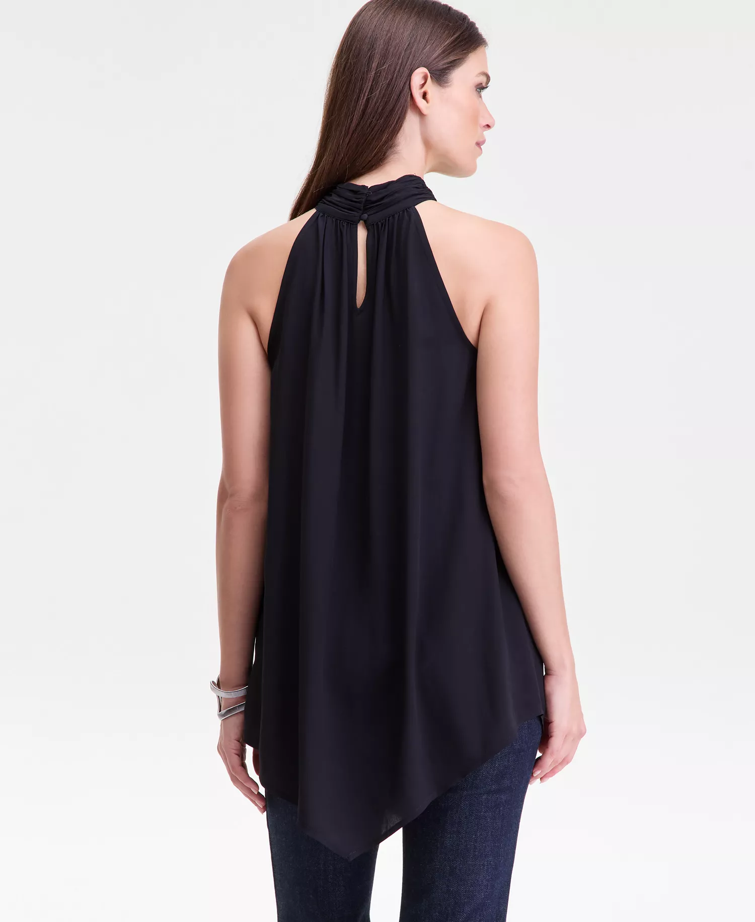Women's Point Hem Chiffon Halter Top, Macy's Exclusive - Deep Black - L
