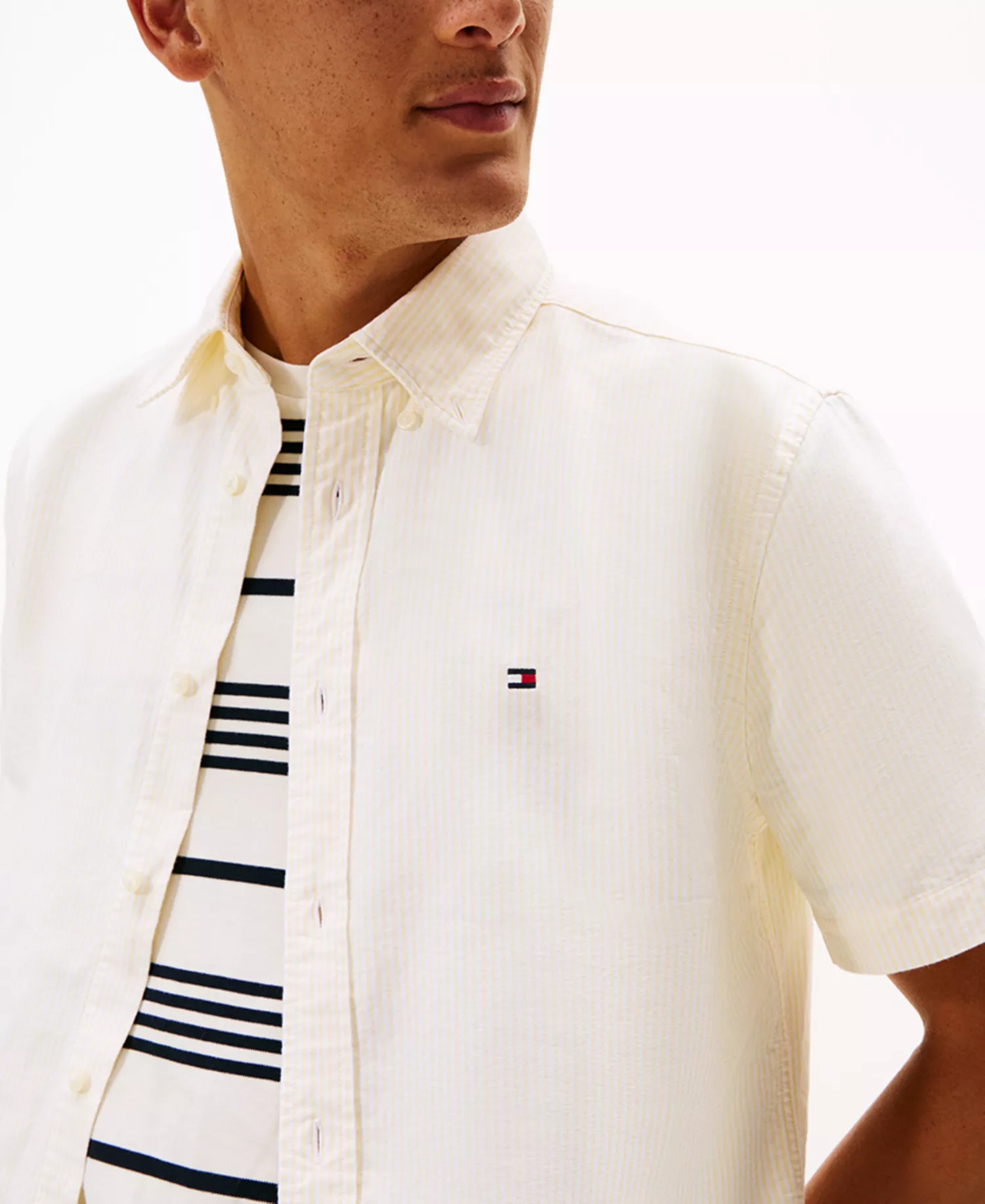 Men's Heritage Oxford Stripe Short Sleeve Shirt - Citronella / Stripe - L