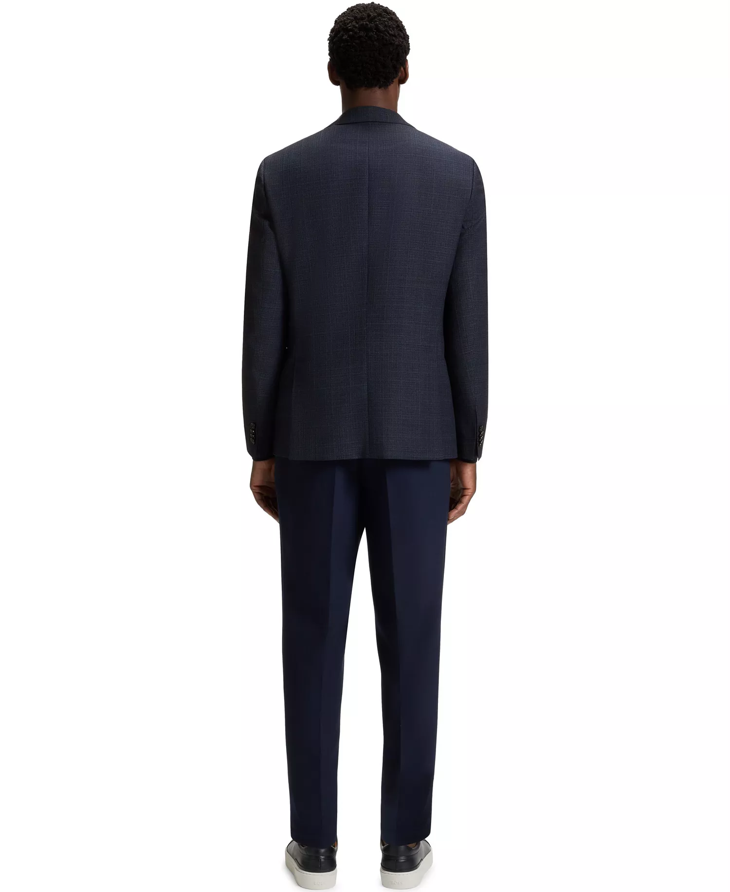 Men's Checked Virgin Wool Slim-Fit Blazer - Open Blue - 34R