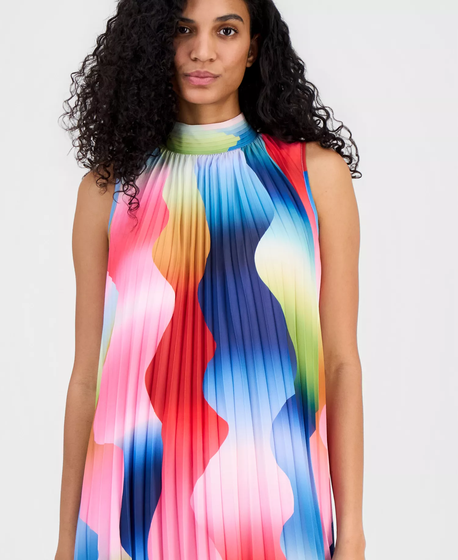 Women's Pleated Chiffon Dress - Daydream Haze - L