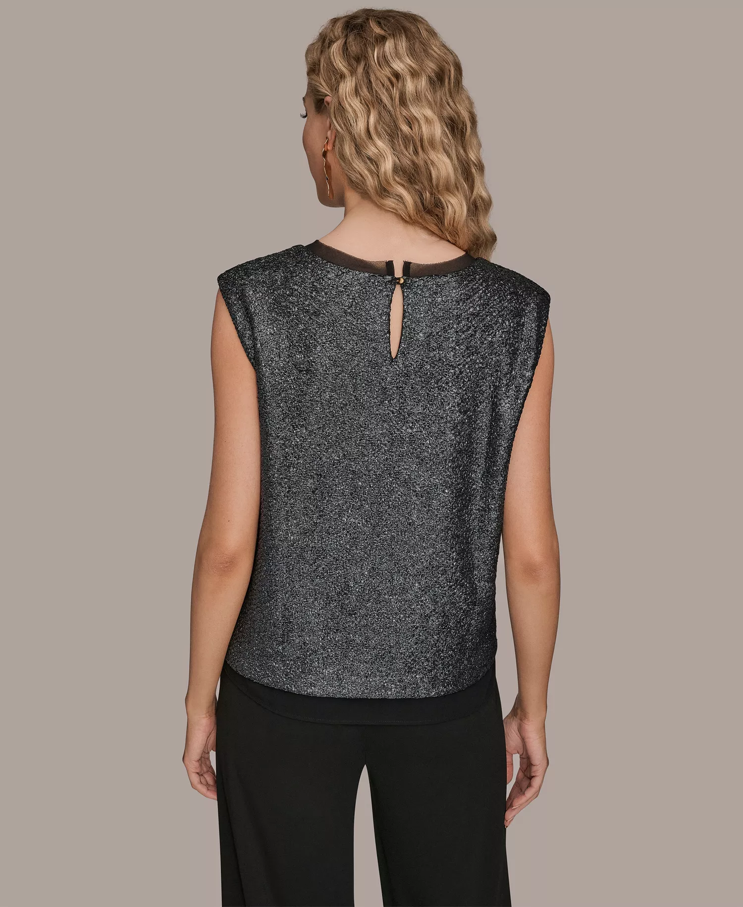 Women's Sleeveless Top - Black Iridescent - L