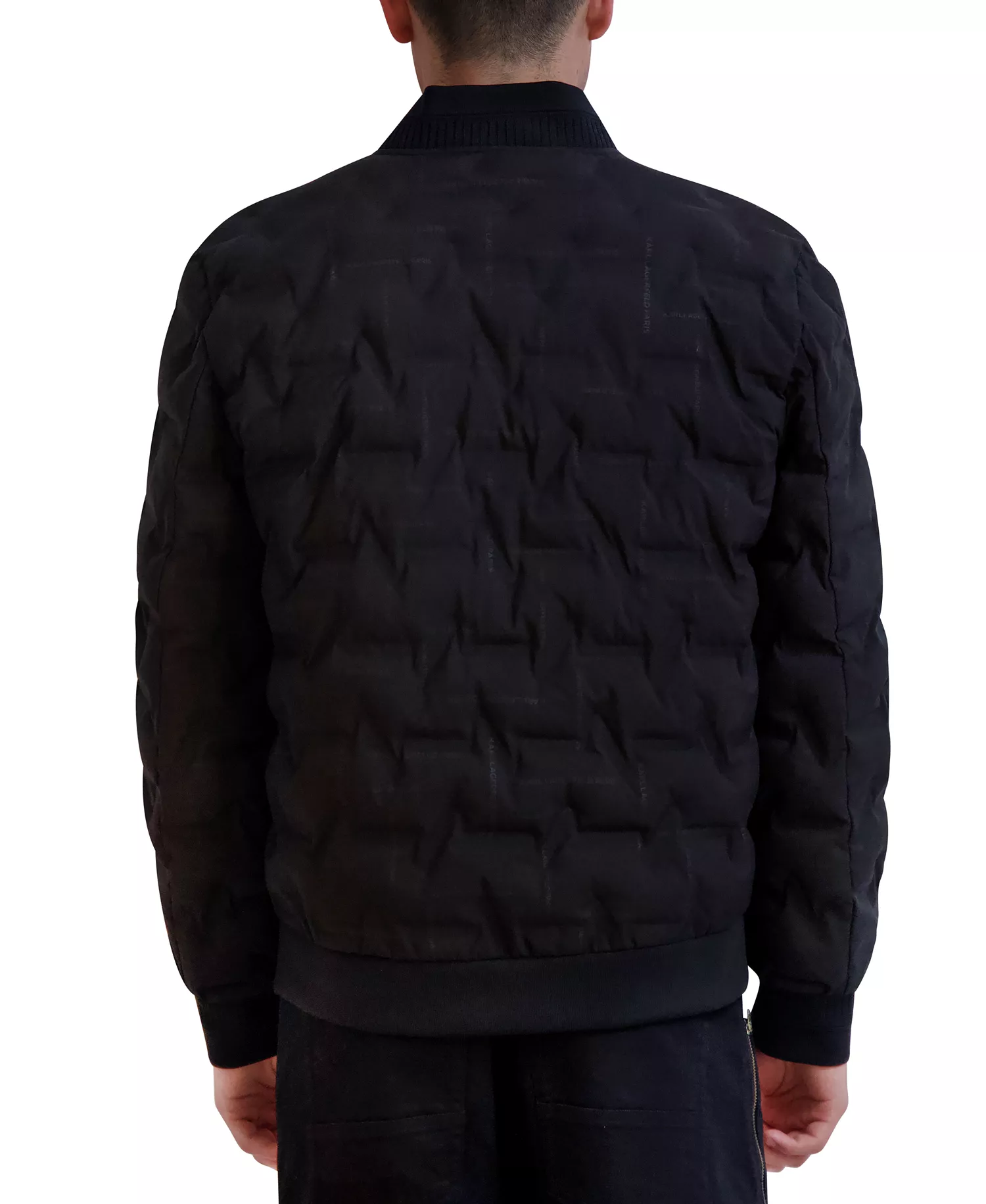 Men's Heat-Sealed Quilted Bomber Jacket - Black - 2XL