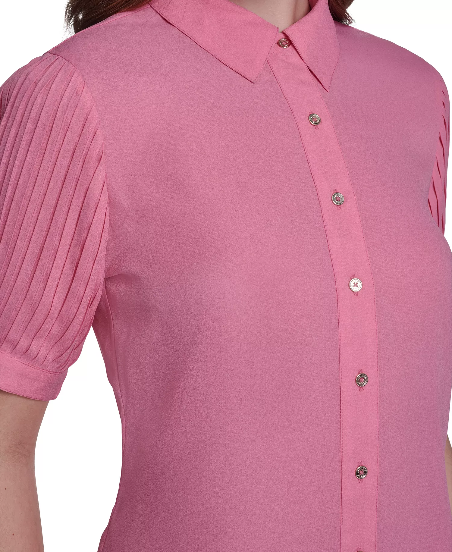 Women's Collared Top - Pink Tulip - L