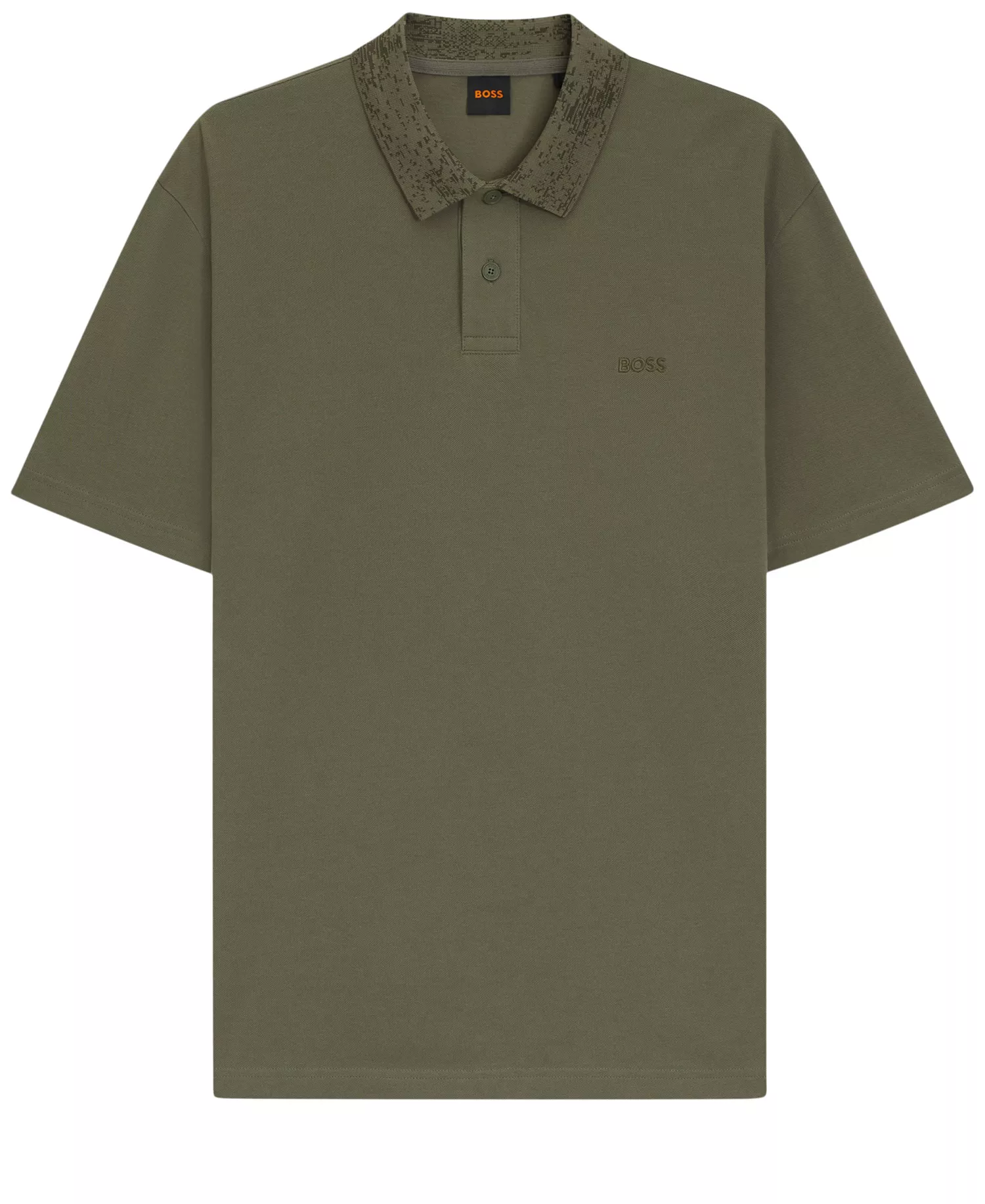 Men's Patterned Collar Cotton-Pique Polo Shirt - Open Green - S