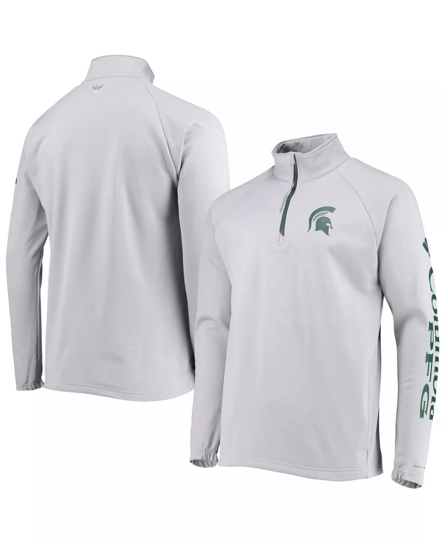 Men's Gray Michigan State Spartans Terminal Tackle Fleece Raglan Omni-Shade Quarter-Zip Jacket - Gray - XL