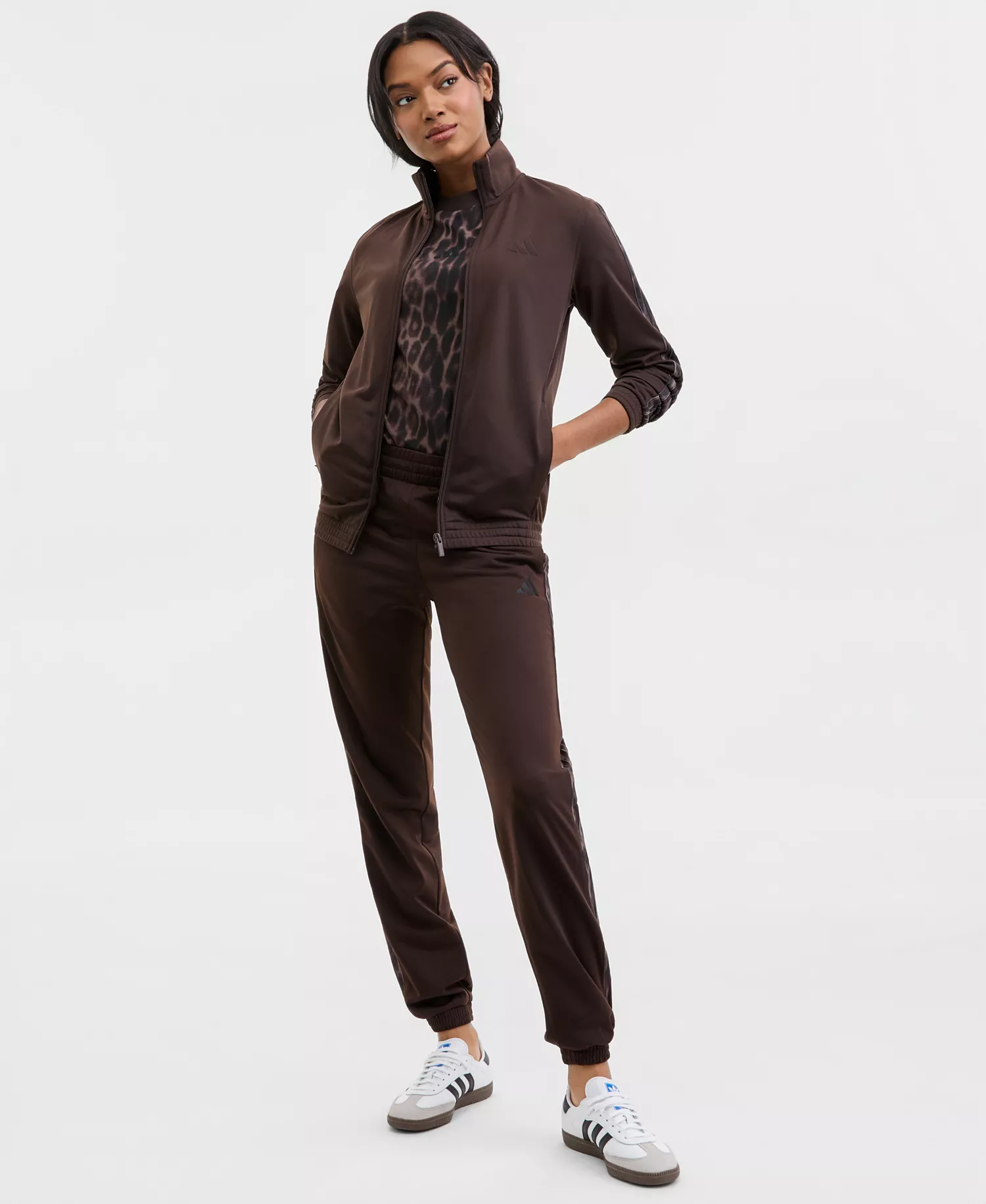 Women's The Seasonal Essentials Leopard Print Crewneck T-Shirt - Brown - L