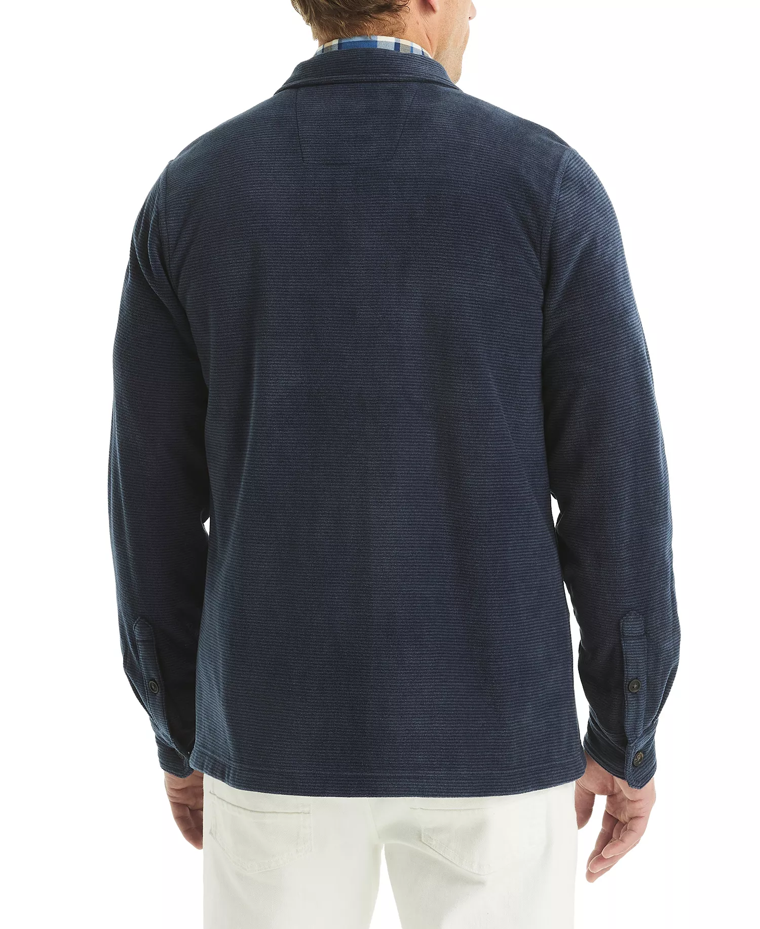 Men's Polar Fleece Button-Up Shirt - Navy Seas - 2XL