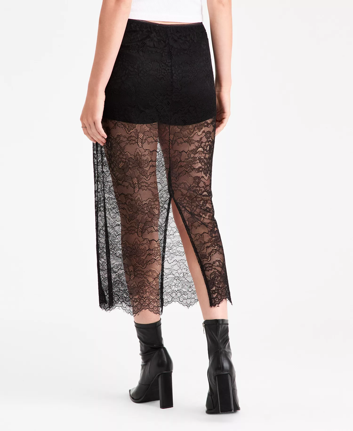 Women's Sheer Lace Midi Skirt, Macy's Exclusive - Deep Black - 2XL