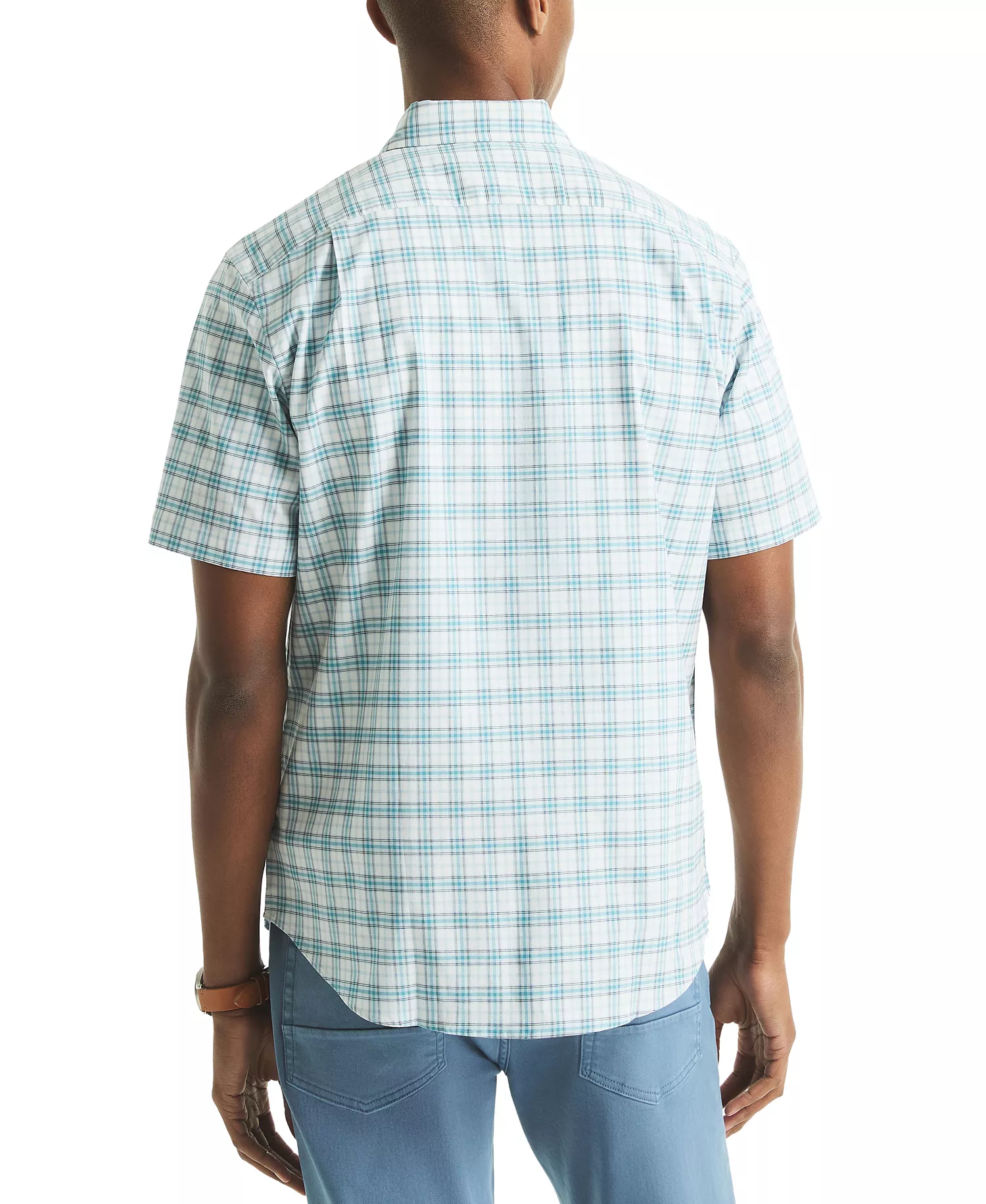 Men's Short Sleeve Tattersall Button-Down Shirt - Bright White - 2XL