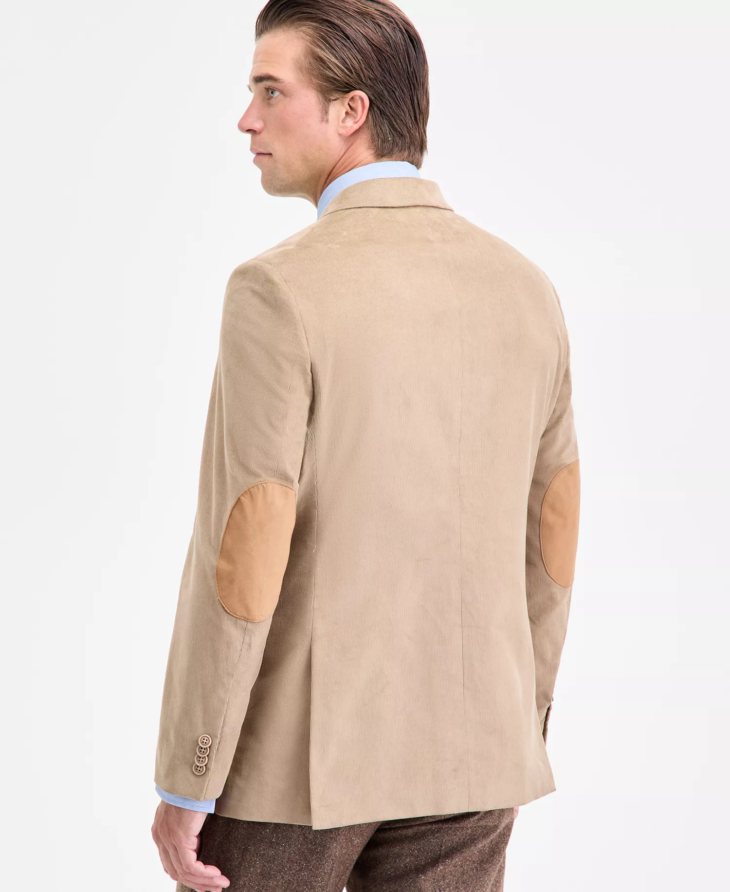 Men's Modern-Fit Solid Stretch Corduroy Elbow Patch Sport Coat - Beige - 36R