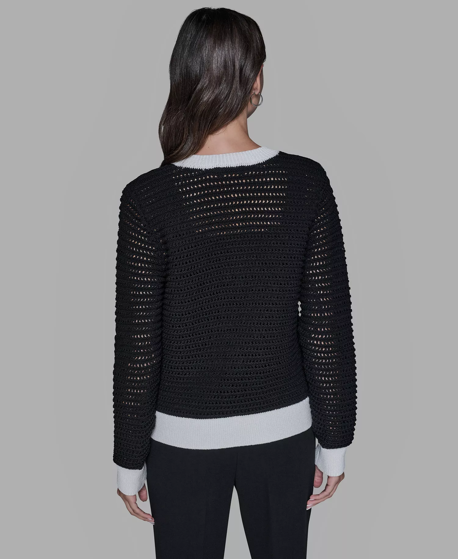 Women's Button-Front Cardigan - Black/soft White - L
