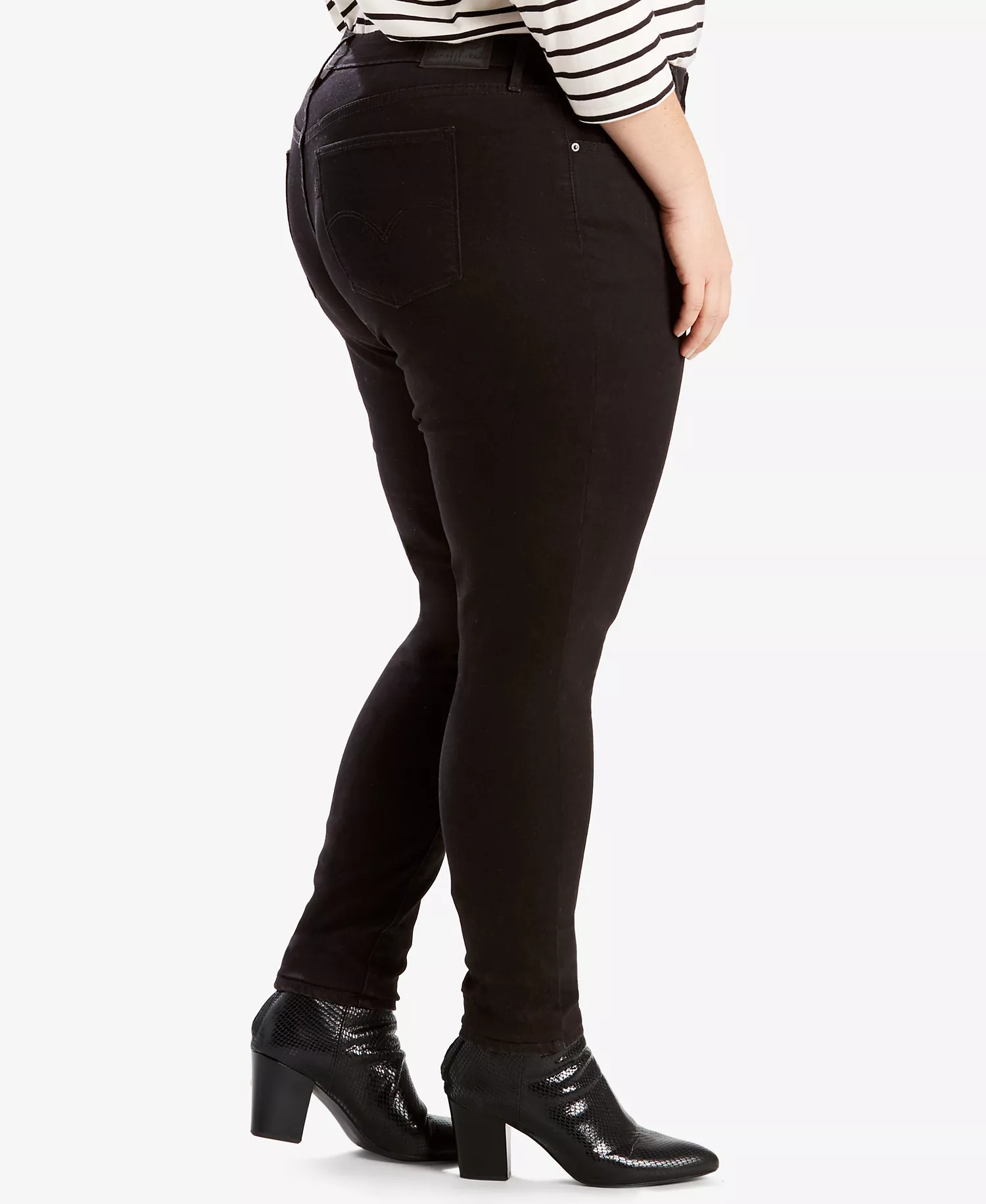Trendy Plus Size 711 Skinny Jeans - Black Peony - 24W