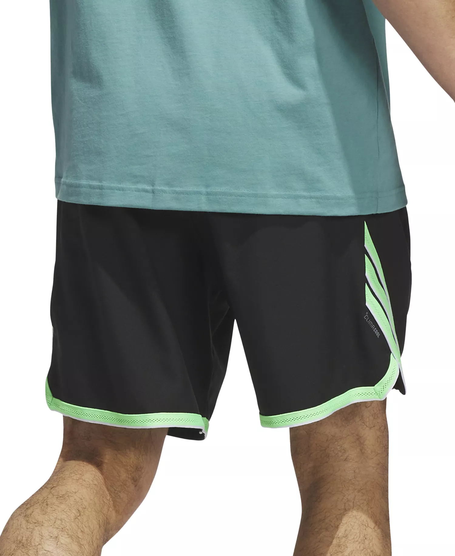 Men's 3-Stripes Logo Shorts - Black/Lime - 2XL