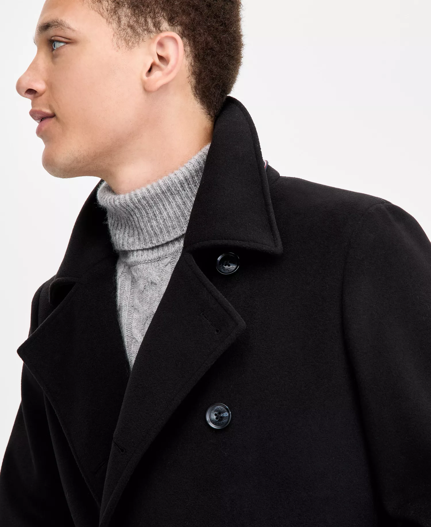 Men's Modern Fit Peacoat  - Black - 36R