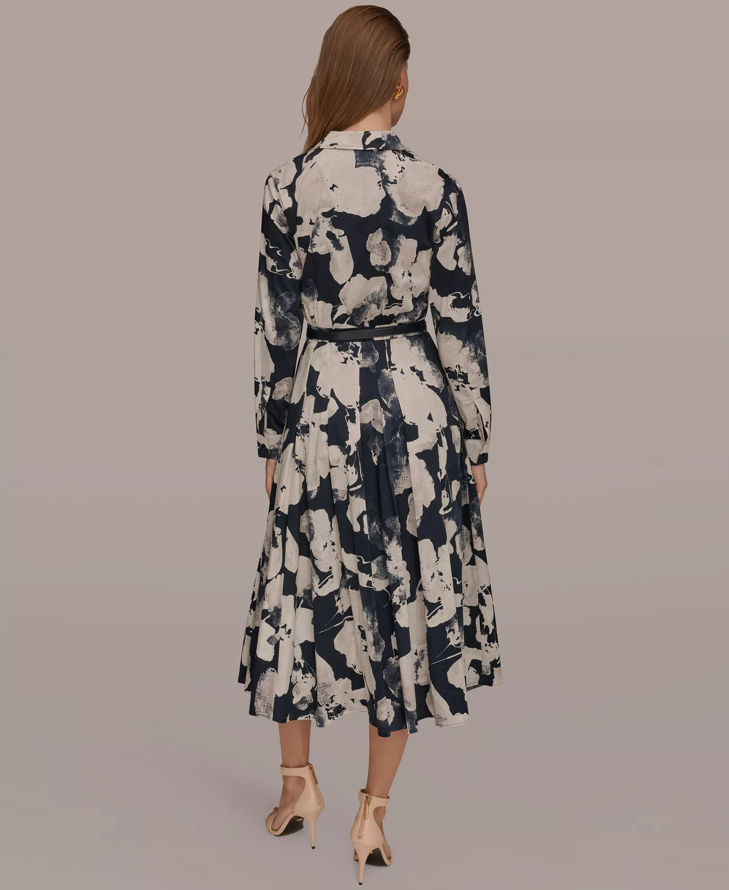 Women's Long-Sleeve Collared Midi Dress - Nightfall Multi - 10