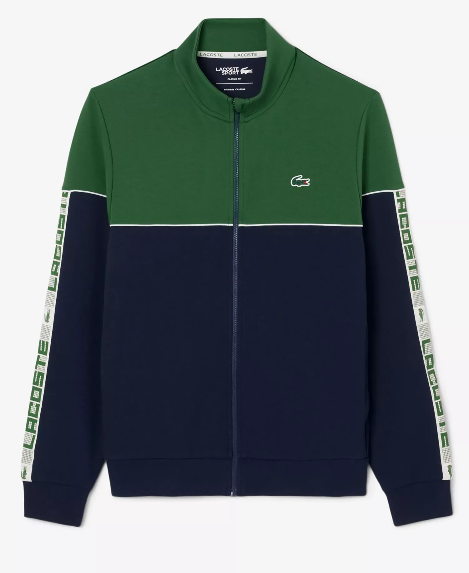 Men's Zip-Up Long Sleeves Sweatshirt - Navy Blue/Green - 2XL