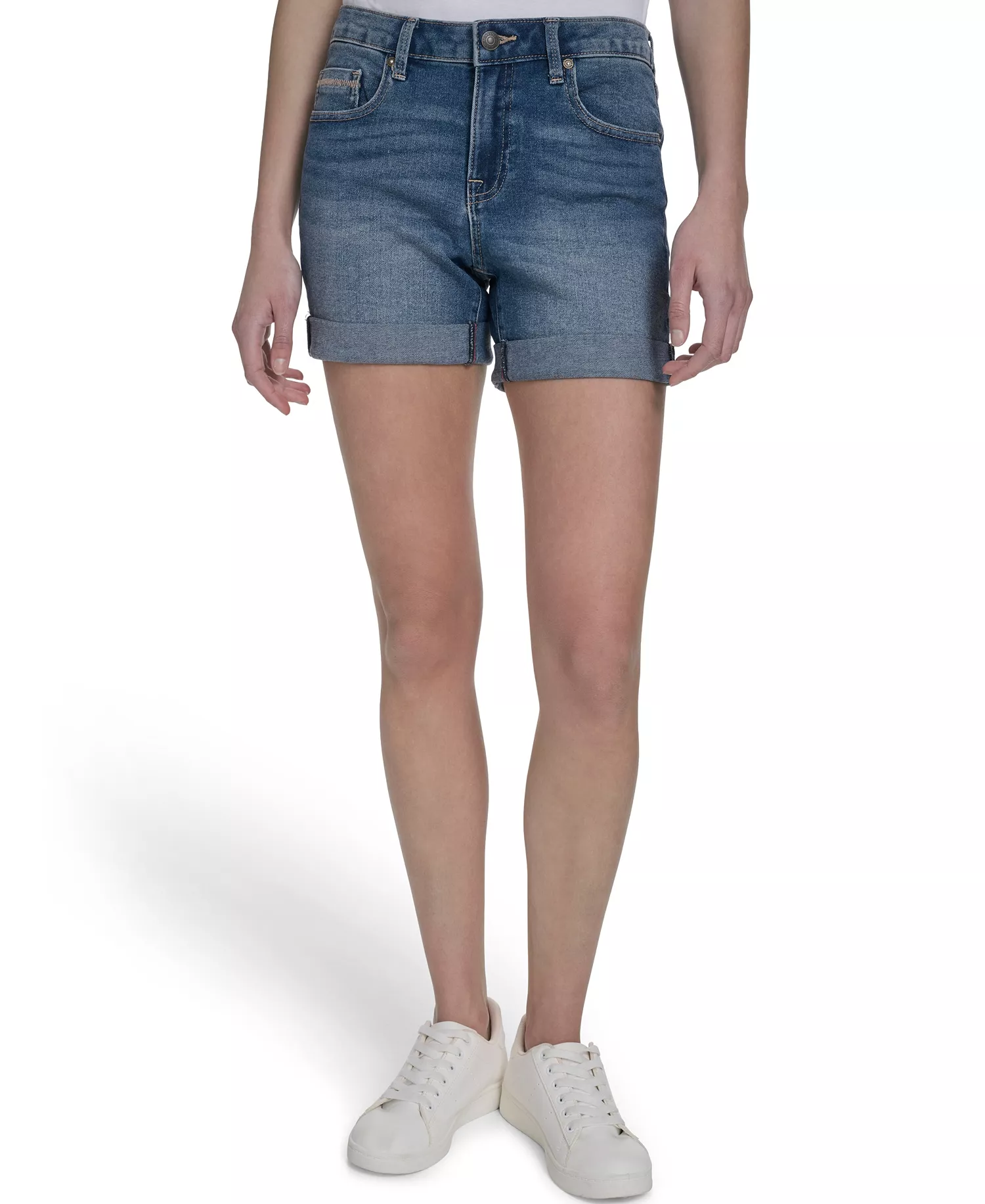 Women's Cuffed Denim Shorts - Vntge Blue - 10