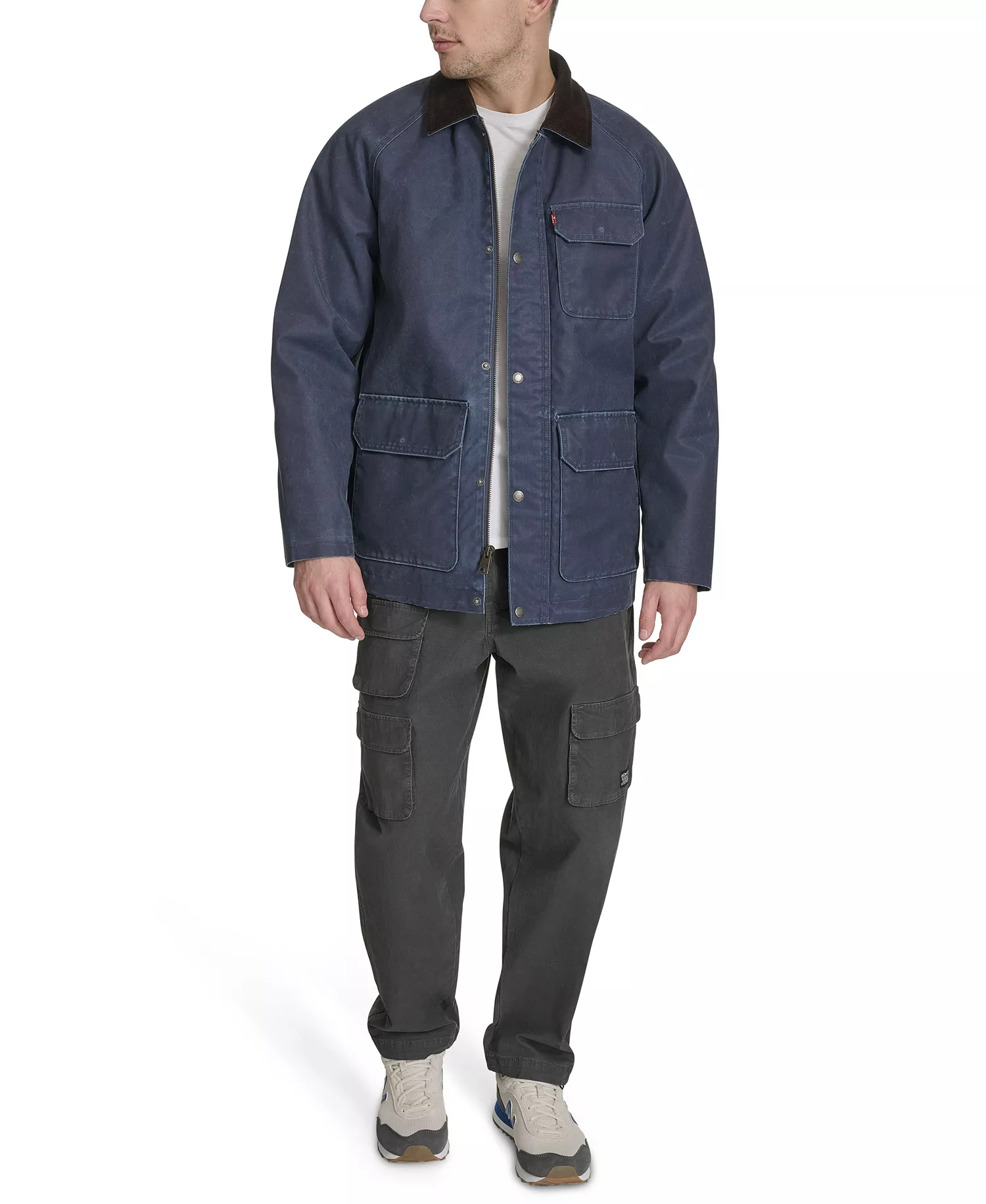 Men's Corduroy Collar Barn Jacket - Navy - 2XL