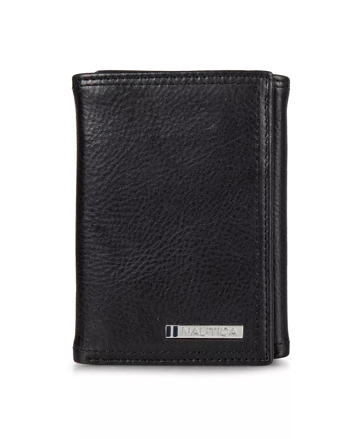 Men's Enameled Logo Leather Trifold Wallet - Black - ONE SIZE