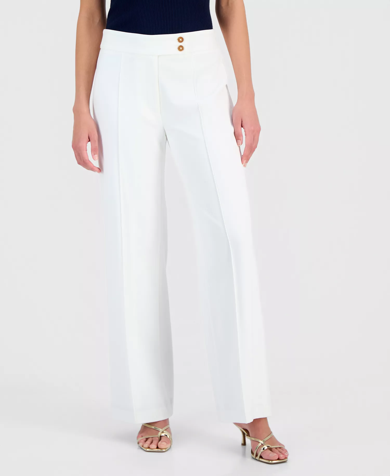 Women's Extended-Tab Wide-Leg Ankle Pants - White Star - 16