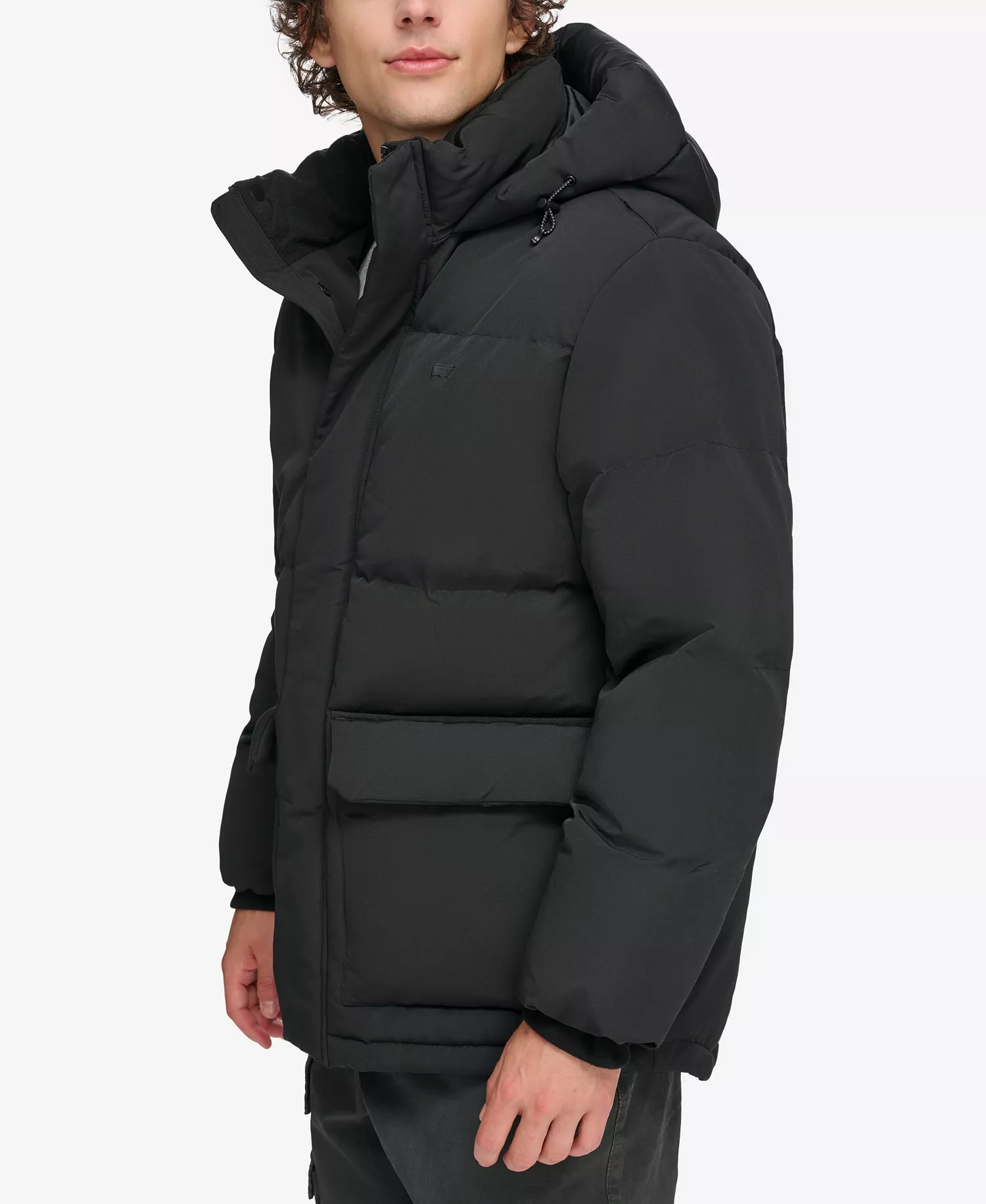 Men's Workwear Hooded Parka Jacket - Black - 2XL