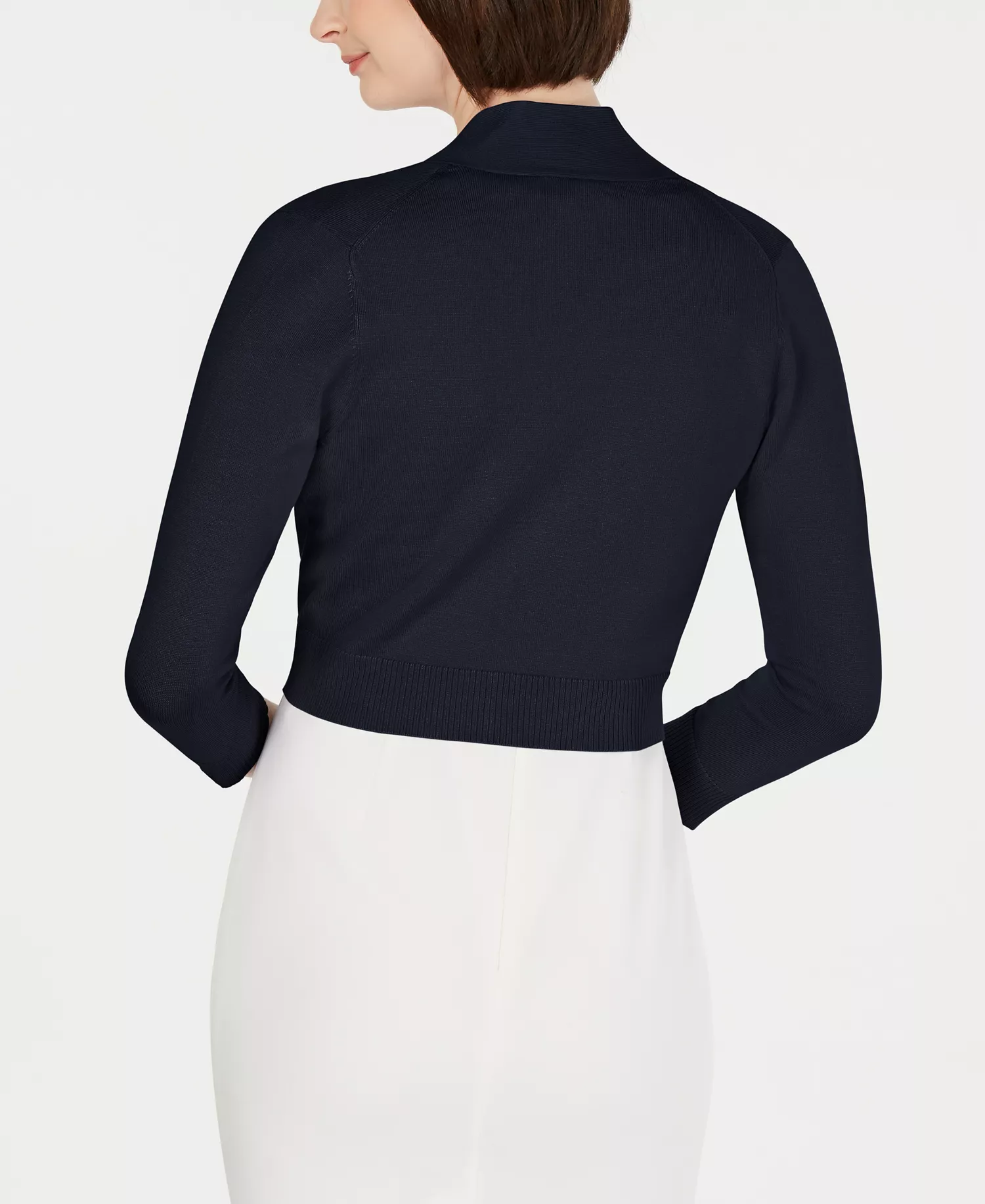 Cropped Open-Front Cardigan - Indigo - L