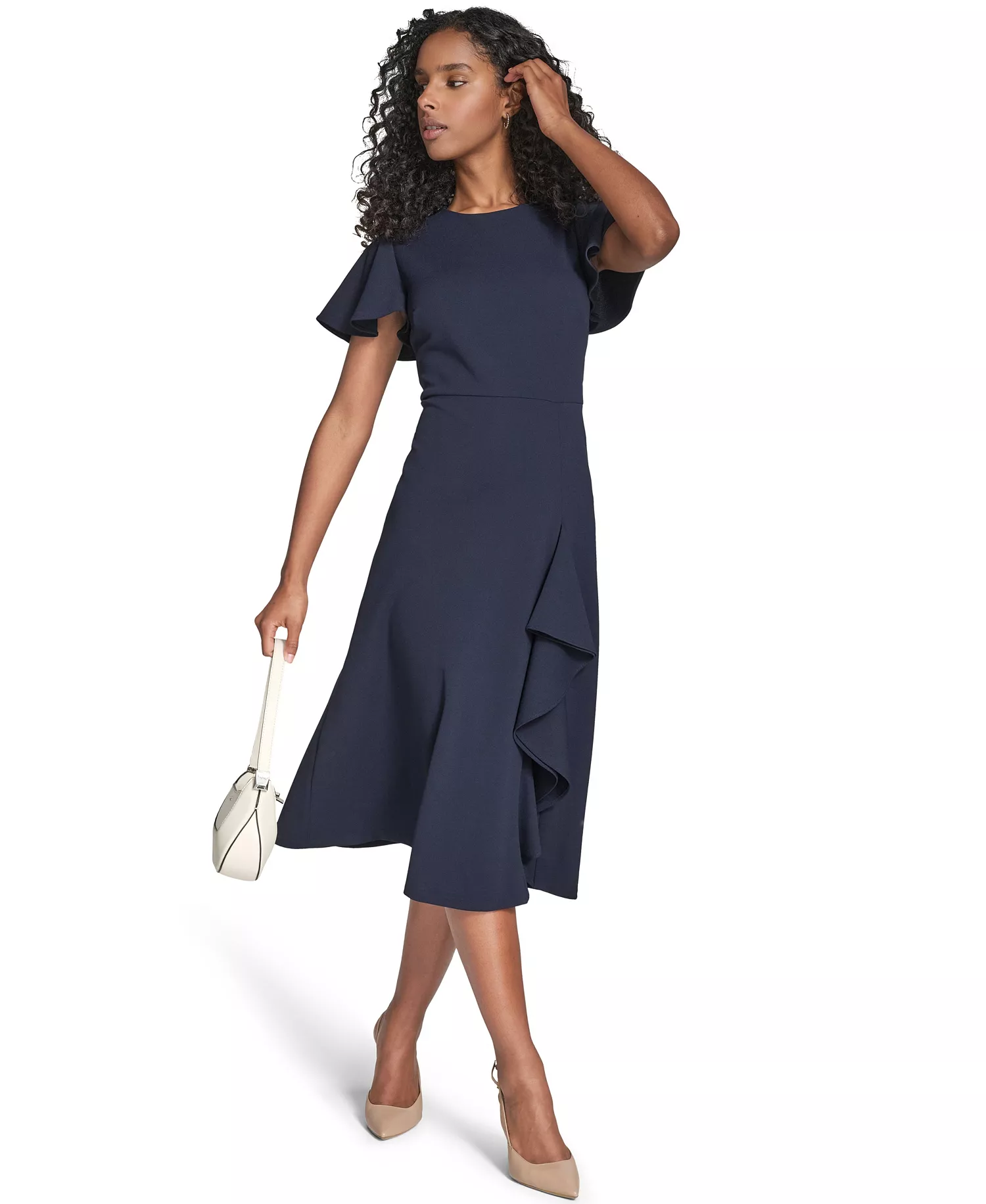 Women's Flutter Sleeve Midi Dress - Indigo - 10