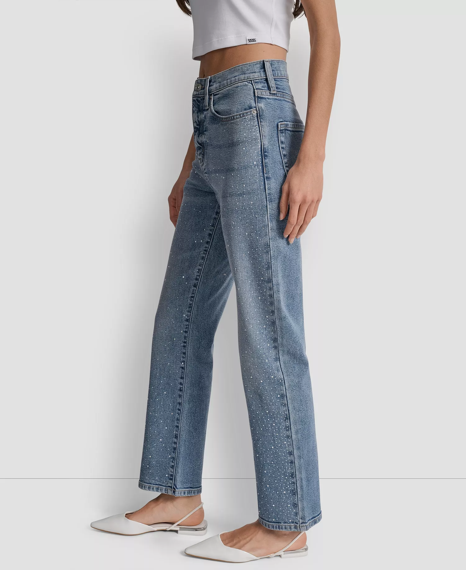 Women's High Rise Straight Fit Embellished Jeans - Jasper - 24
