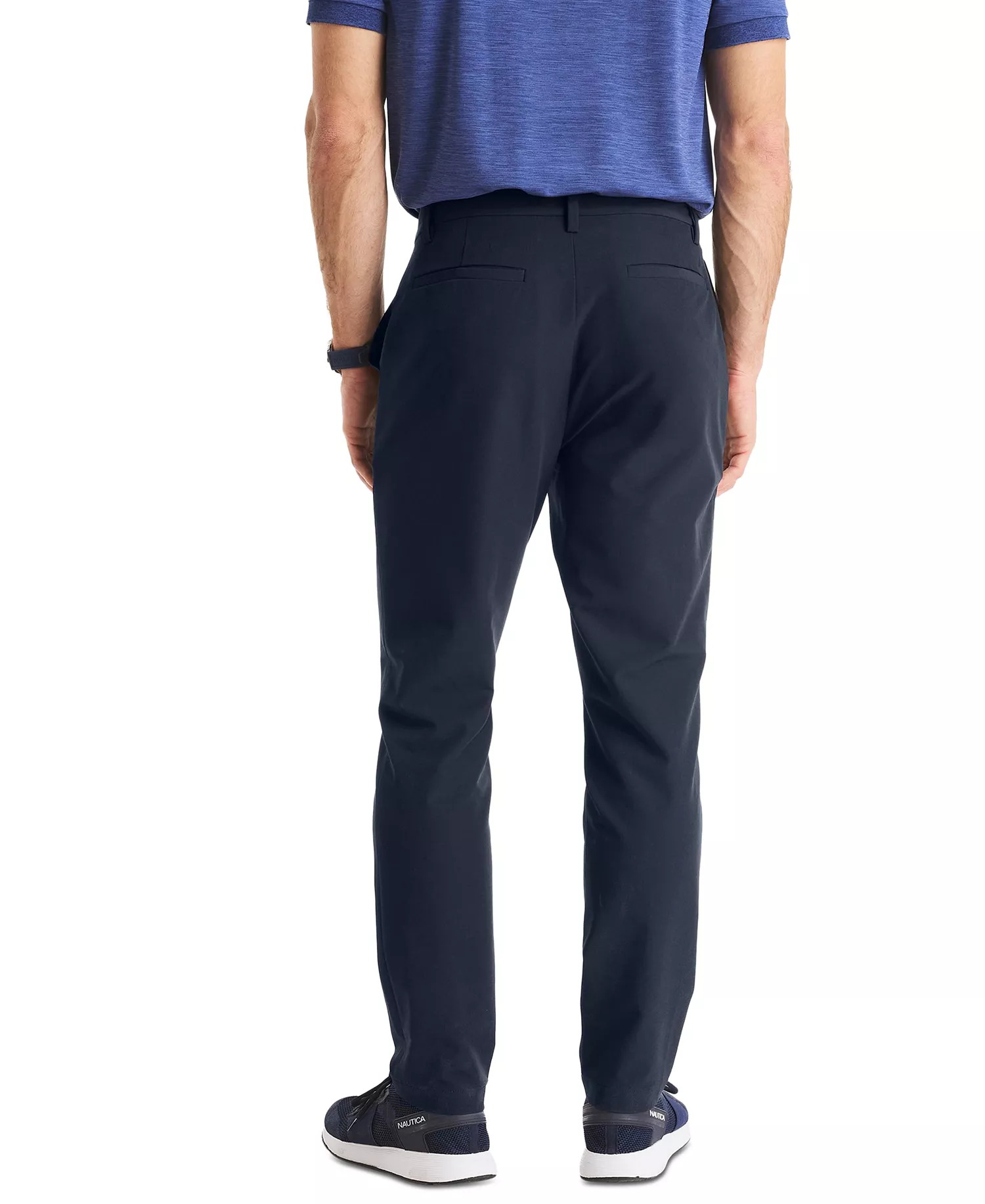Men's Signature Slim-Fit Flat-Front Performance Pants - Navy Seas - 32 - 30