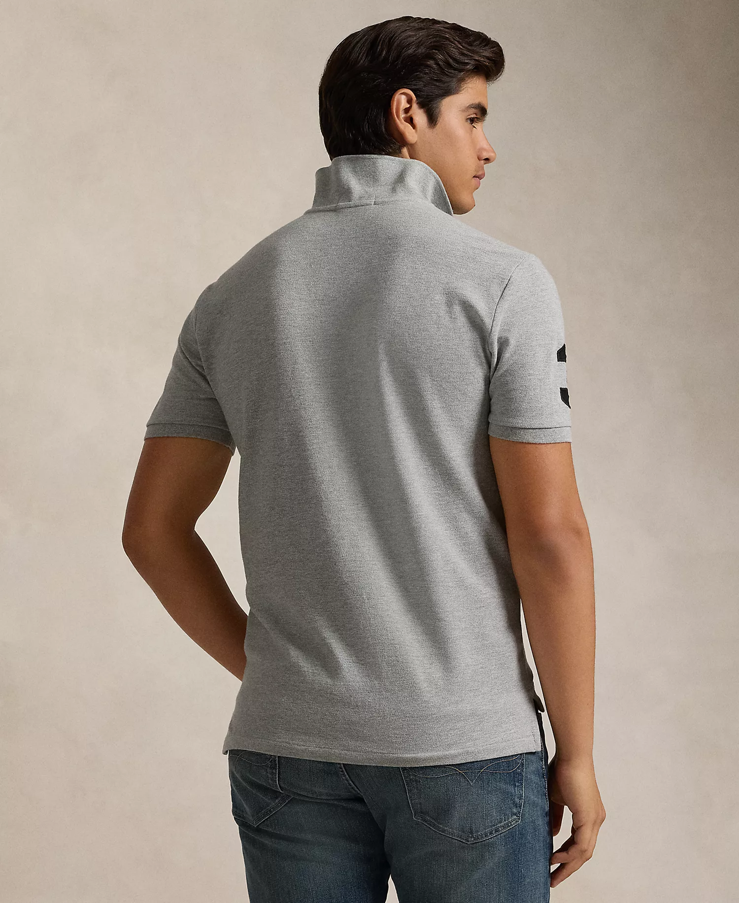 Men's  Big Pony Custom Slim Fit Mesh Polo - Andover Heather - 2XL