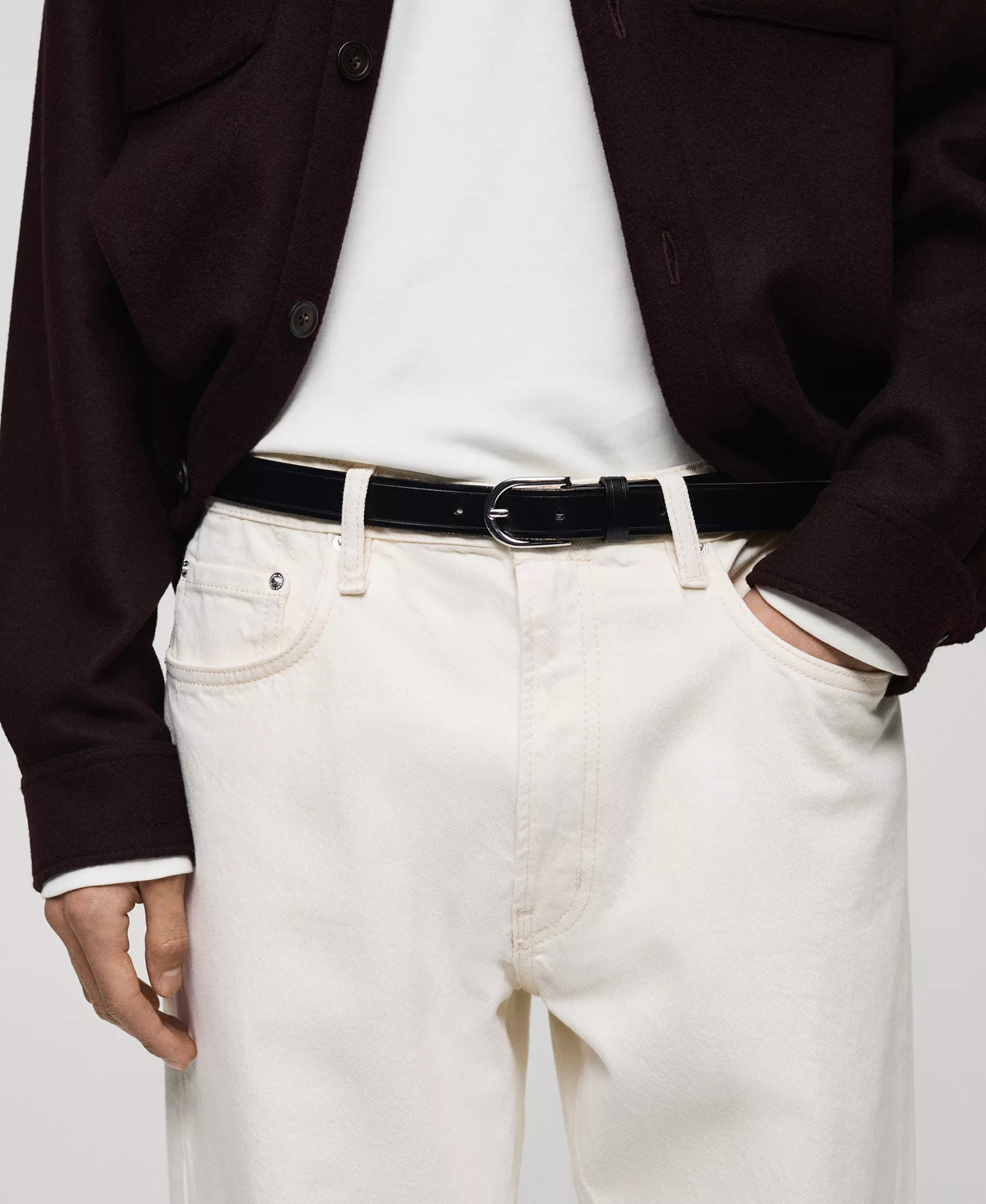 Men's Straight-Fit Jeans - Off White - 36 (EU 46)