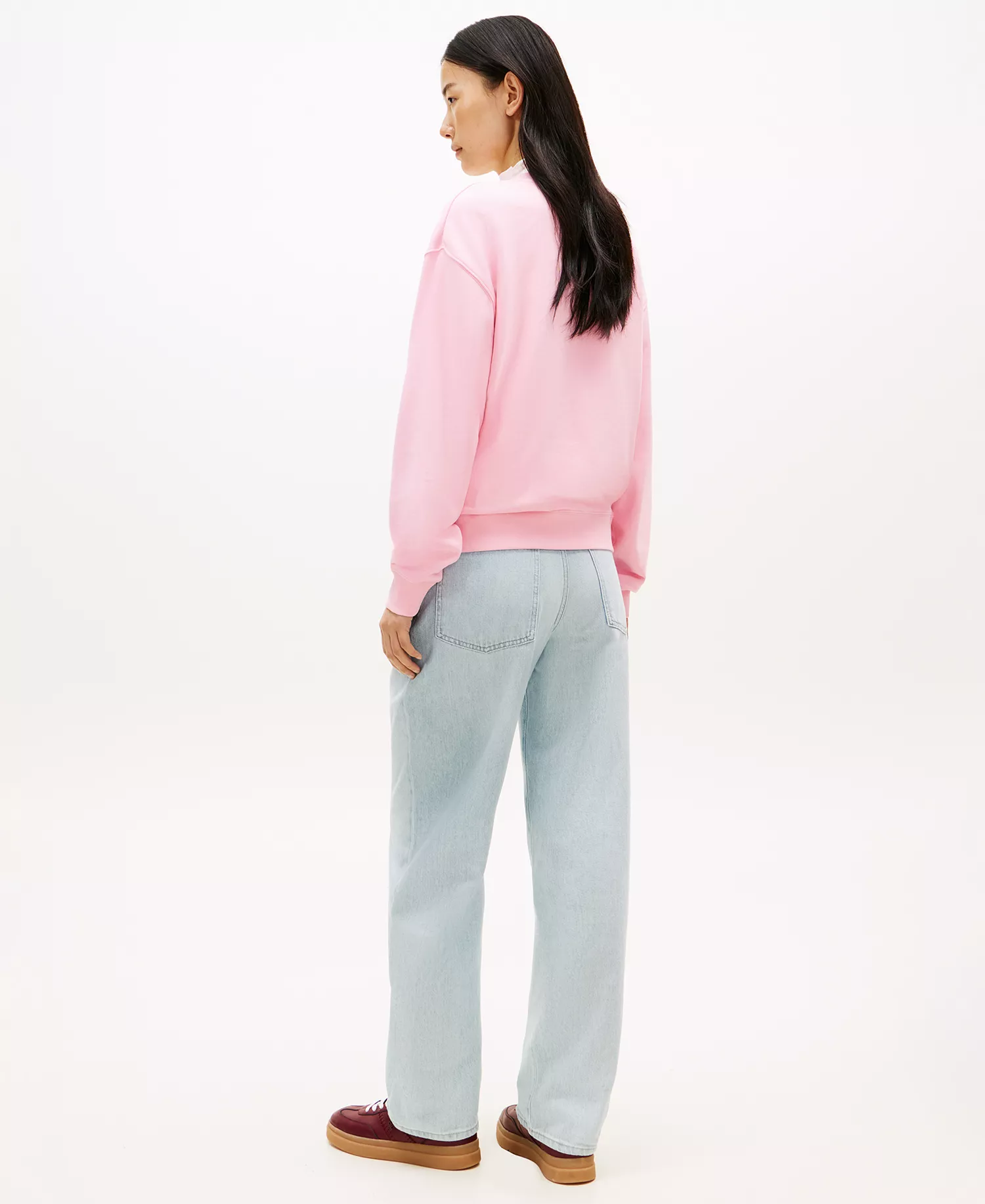 Women's Script Logo Crew Neck Sweatshirt - Classic Pink - L