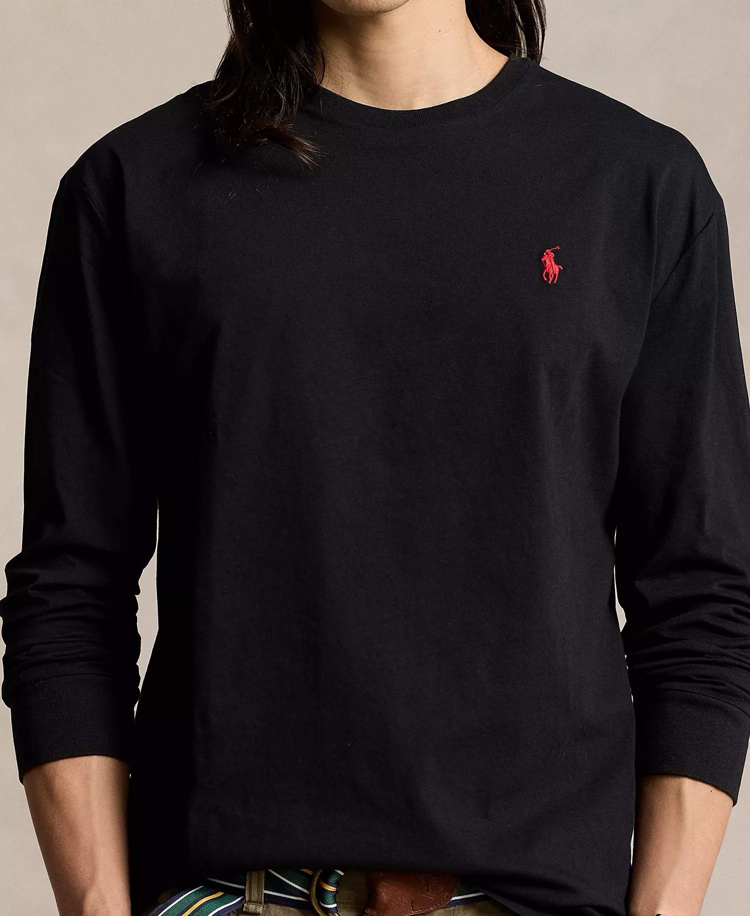 Men's Classic-Fit Jersey Long-Sleeve T-Shirt - Black - 2XL