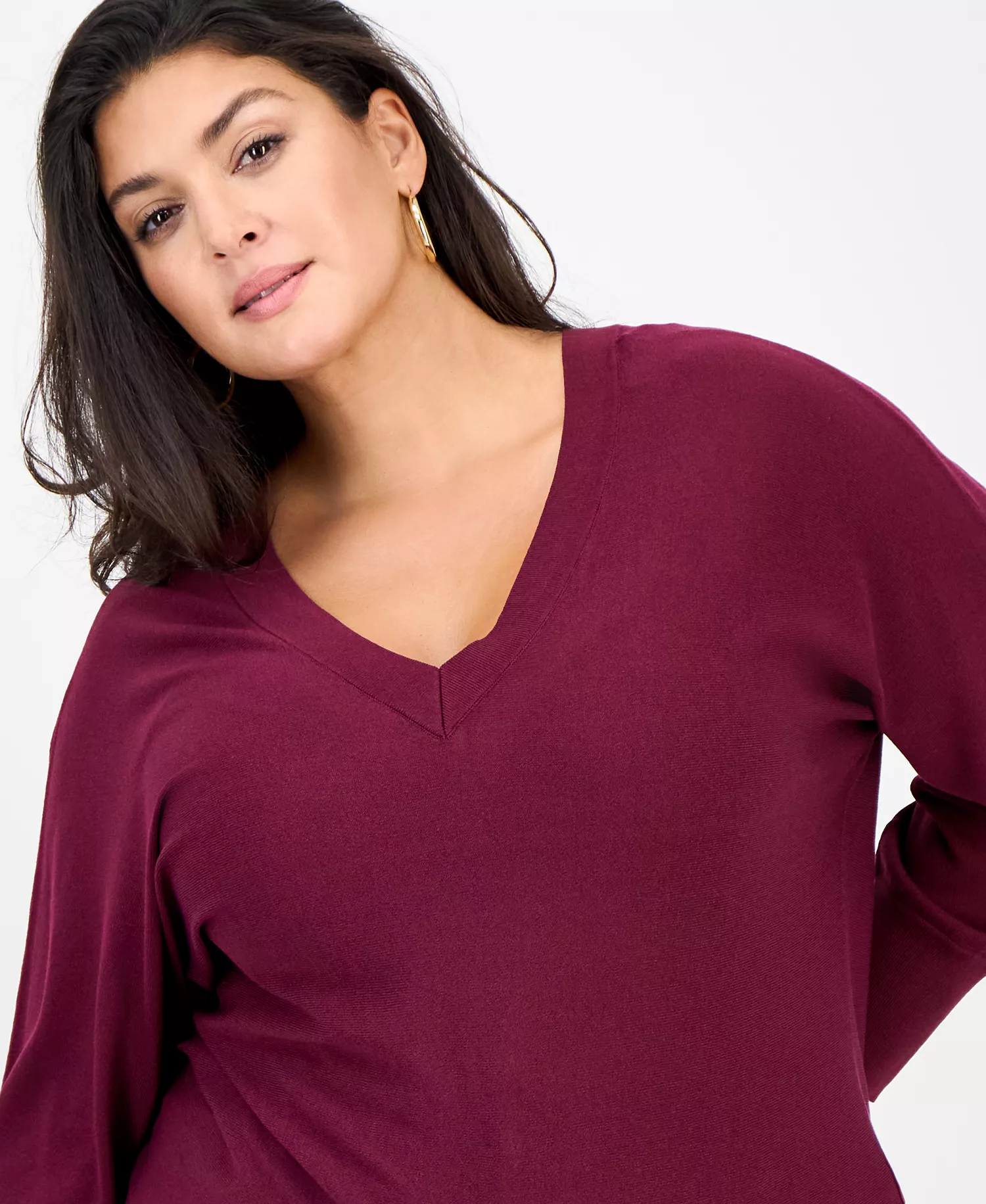 Women's V-Neck Sweater, Created for Macy's - Berried Treasure - 0X