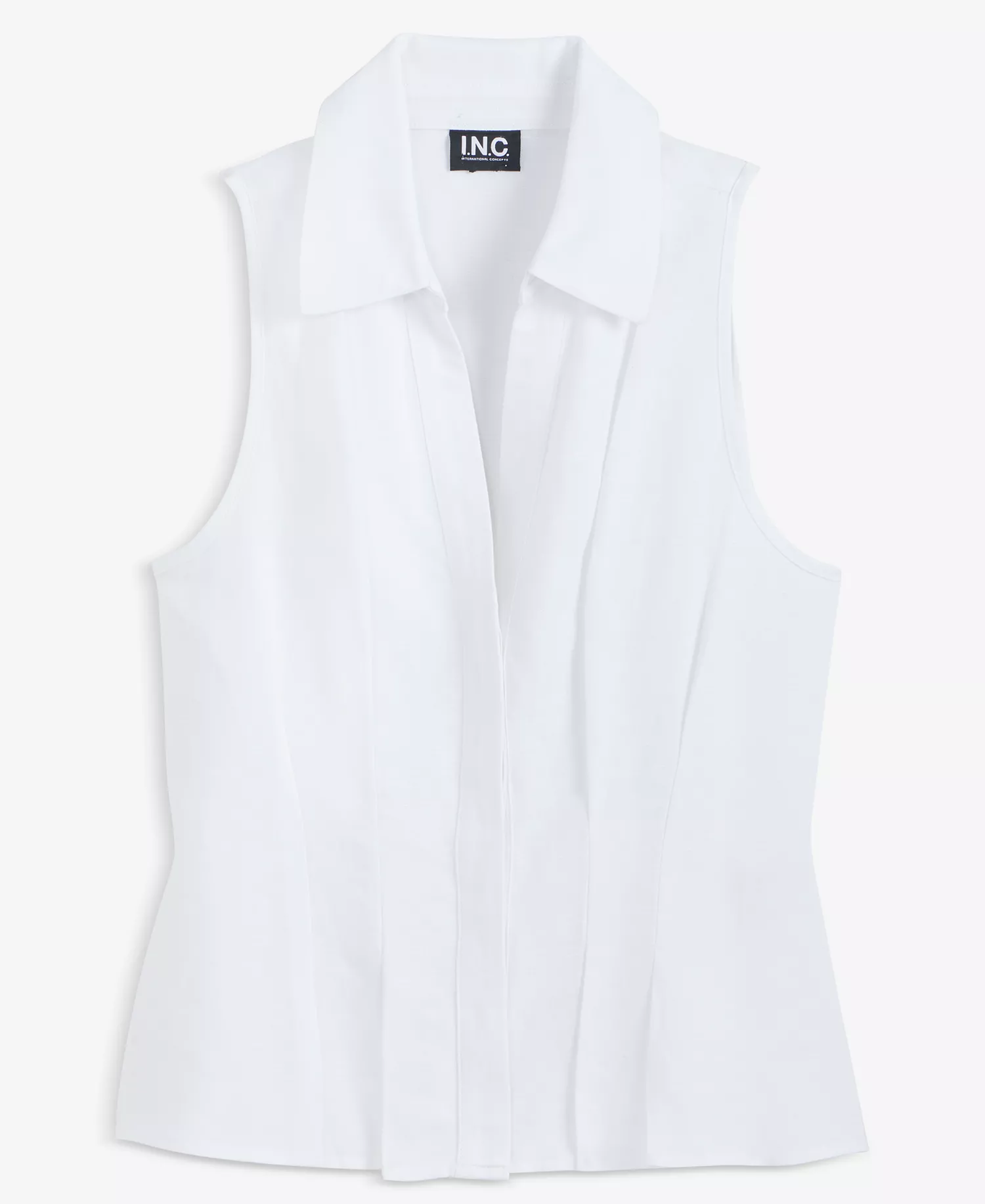 Women's Sleeveless Collared Linen Button-Down Shirt, Macy's Exclusive  - Bright White - L