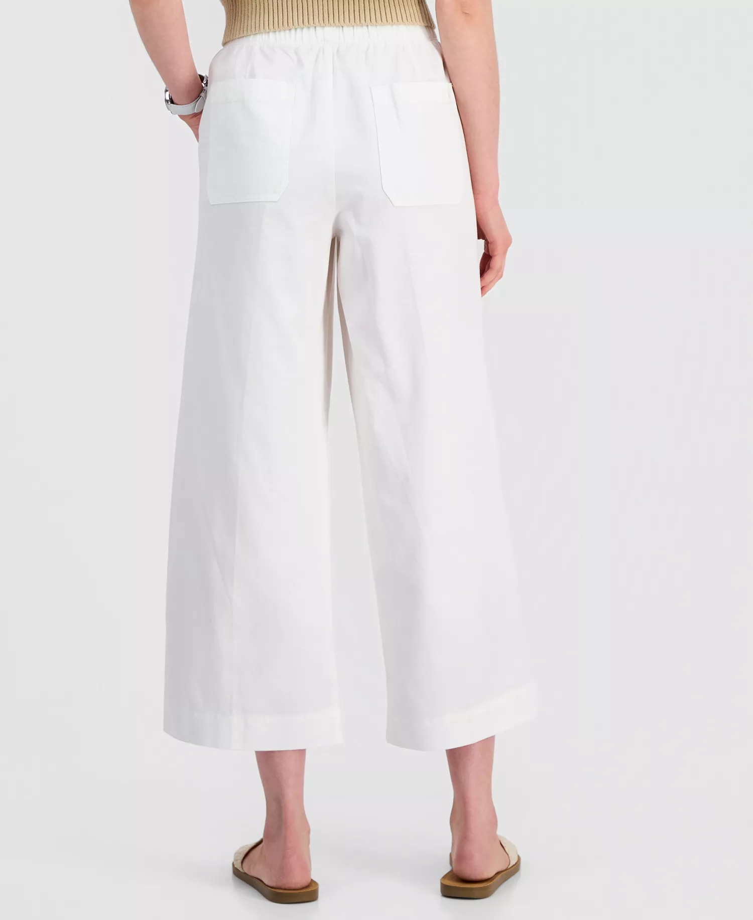Jeans Women's Pleated Twill Wide-Leg Pants - Bright White - L