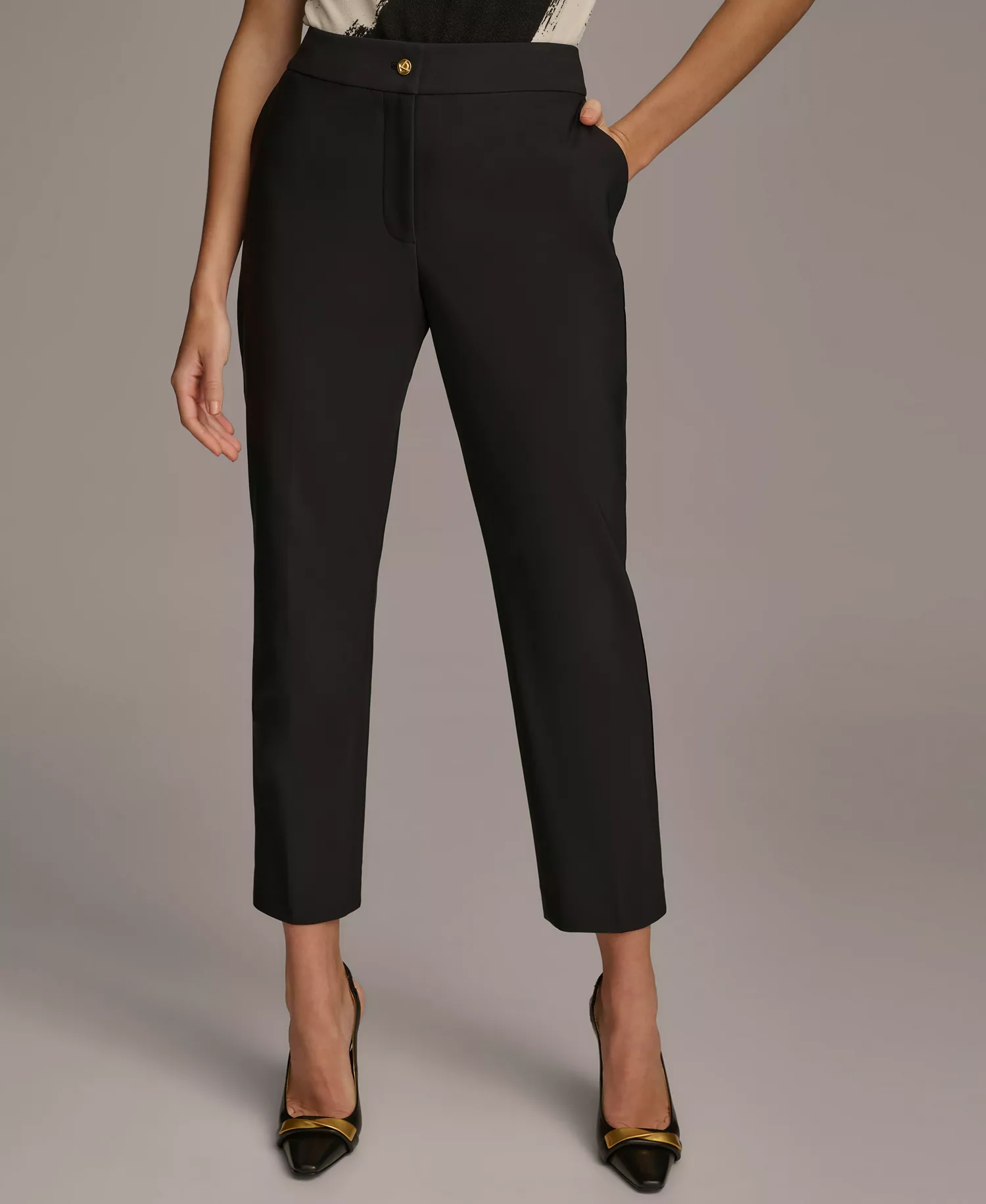Women's Slim-Leg Ankle Pants, Regular & Petite - Black - 0