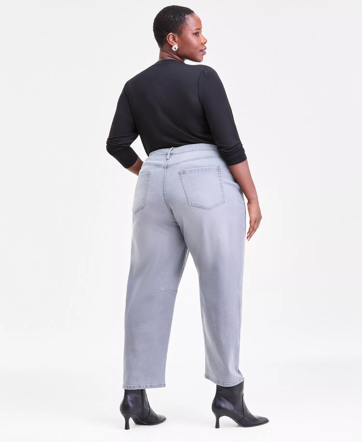 Plus Size High Rise Rhinestone Barrel-Leg Jeans, Macy's Exclusive - Perry Wash - 14W