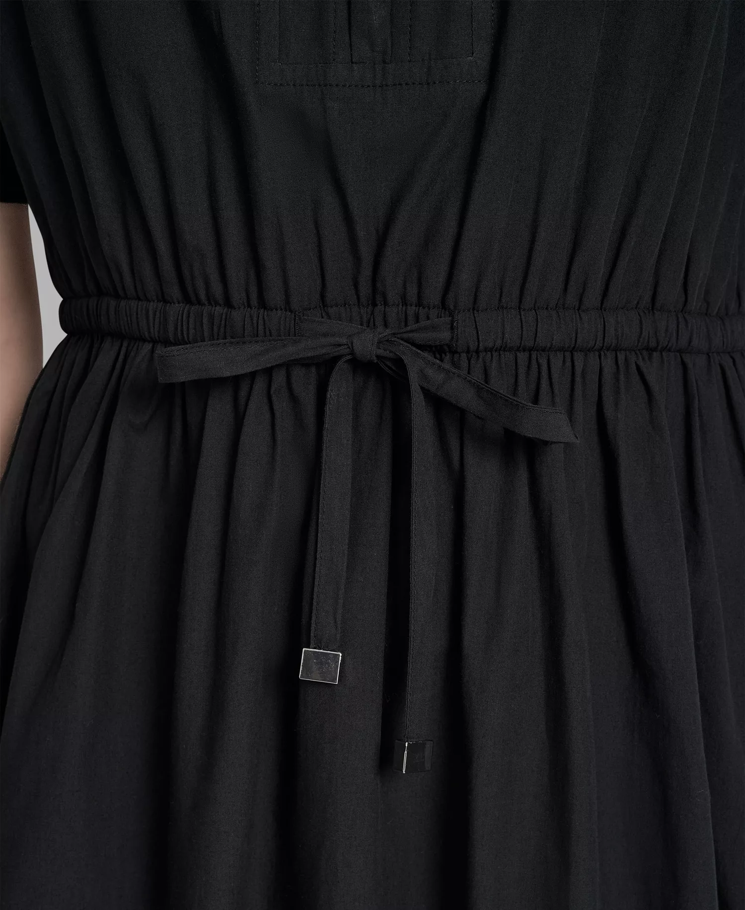 Women's Short-Sleeve Collar Zip Neck Midi Dress - Black - 10