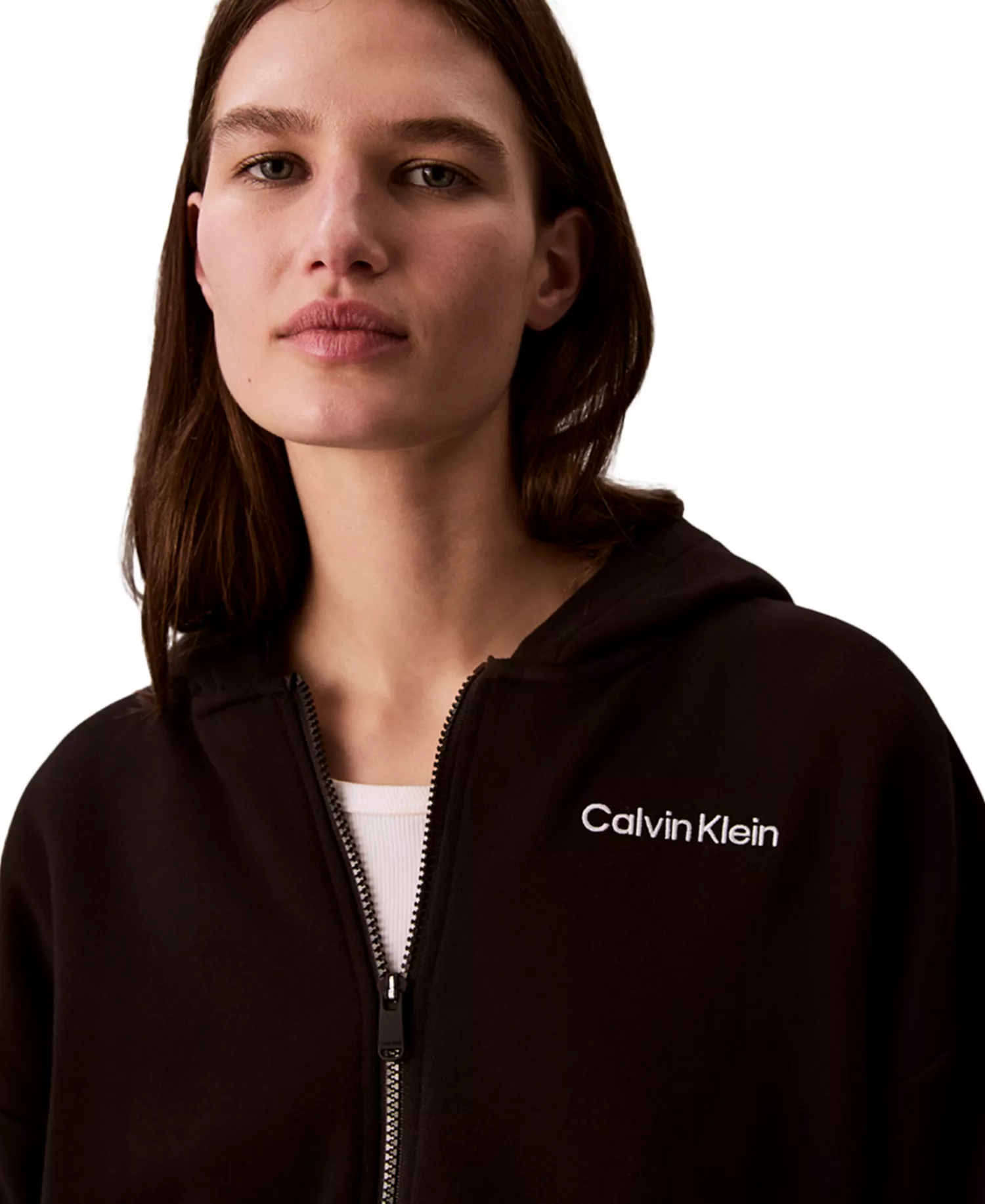 Women's Brushed French Terry Full Zip Hoodie - Black - 2XL