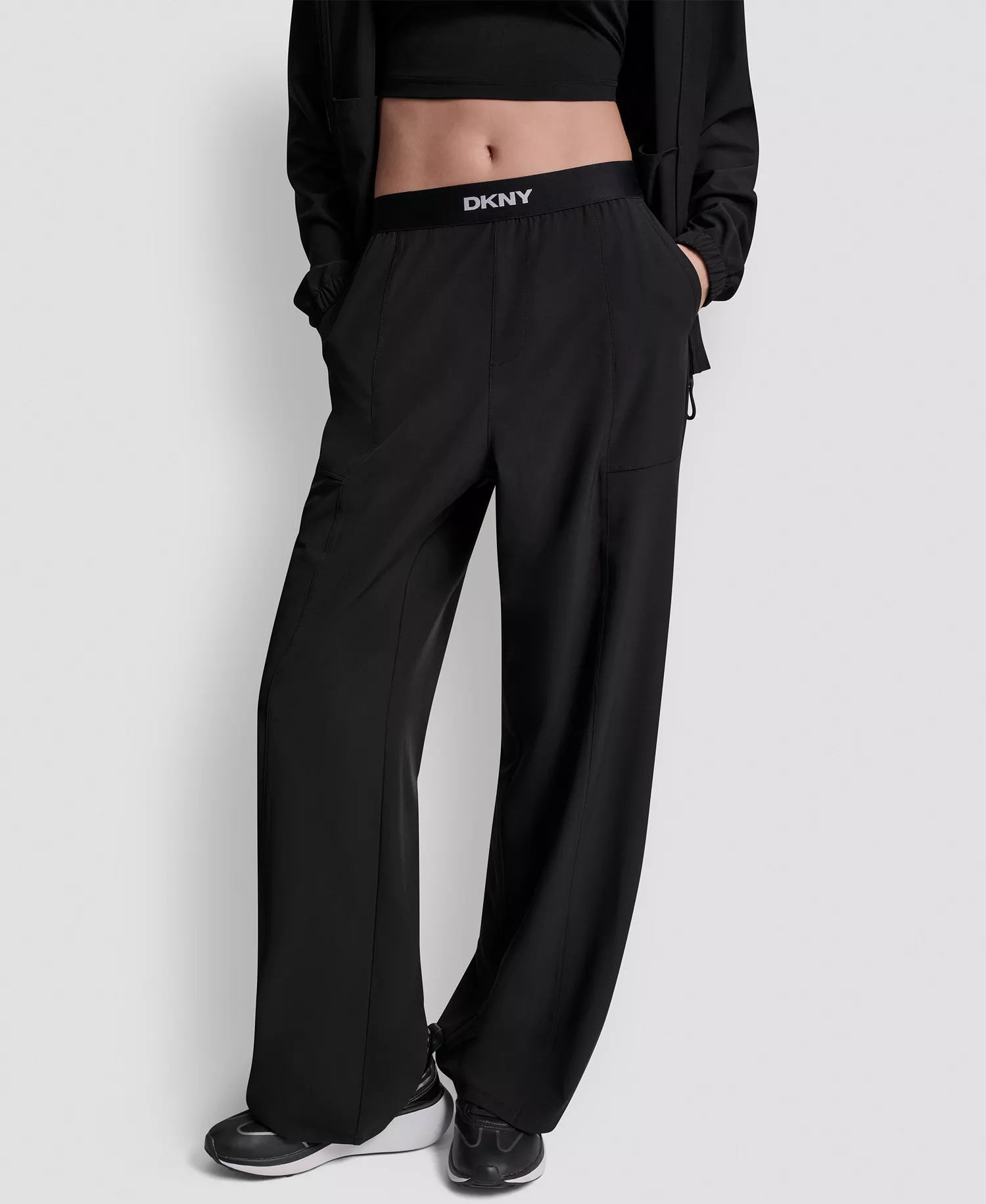 Women's High-Rise Modified Wide-Leg Pants - Black - L