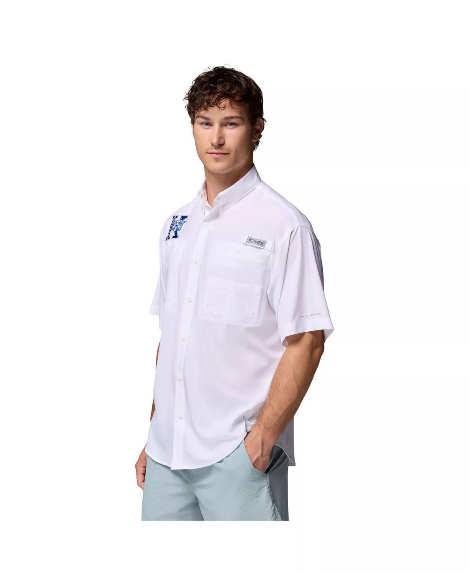 Men's White Kentucky Wildcats Tamiami Omni-Shade Button-Down Shirt - White - L