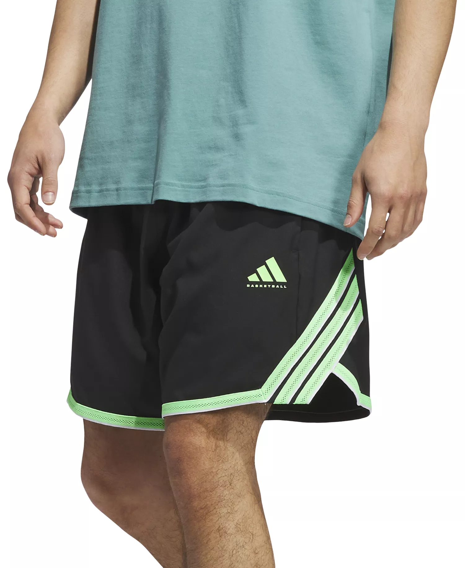 Men's 3-Stripes Logo Shorts - Black/Lime - 2XL