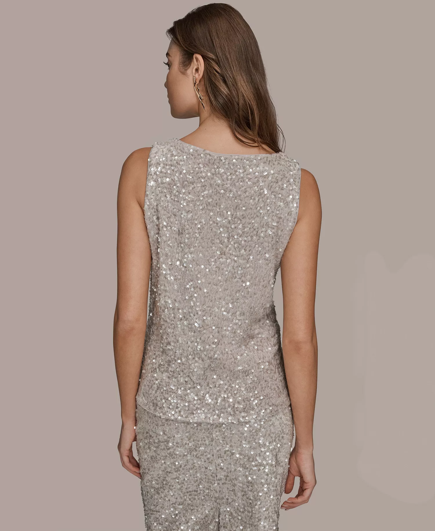 Women's Embellished Scoop Neck Tank Top - Vapor - L