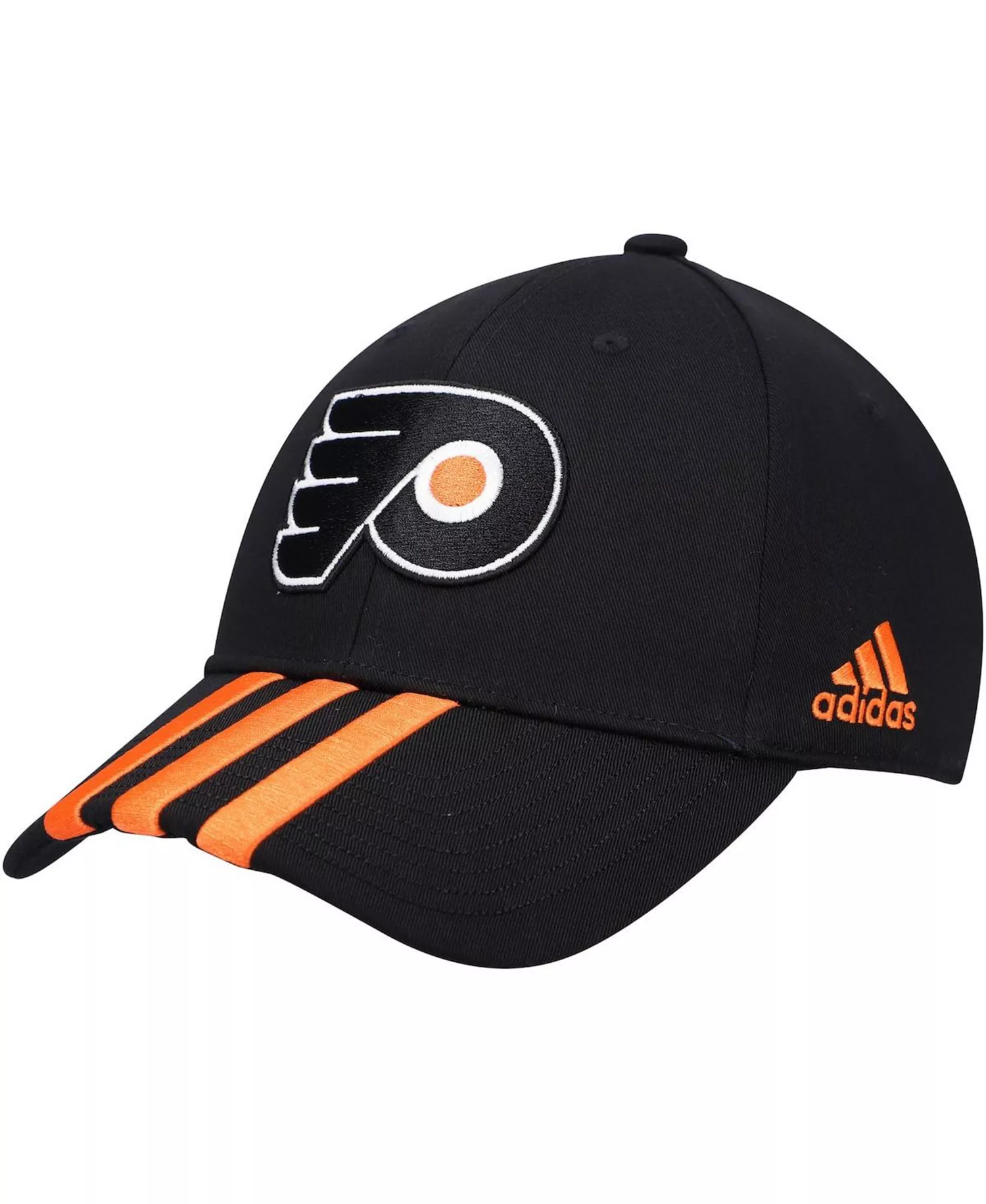 Men's Black Philadelphia Flyers Locker Room Three Stripe Adjustable Hat - Black - One Size Fits All