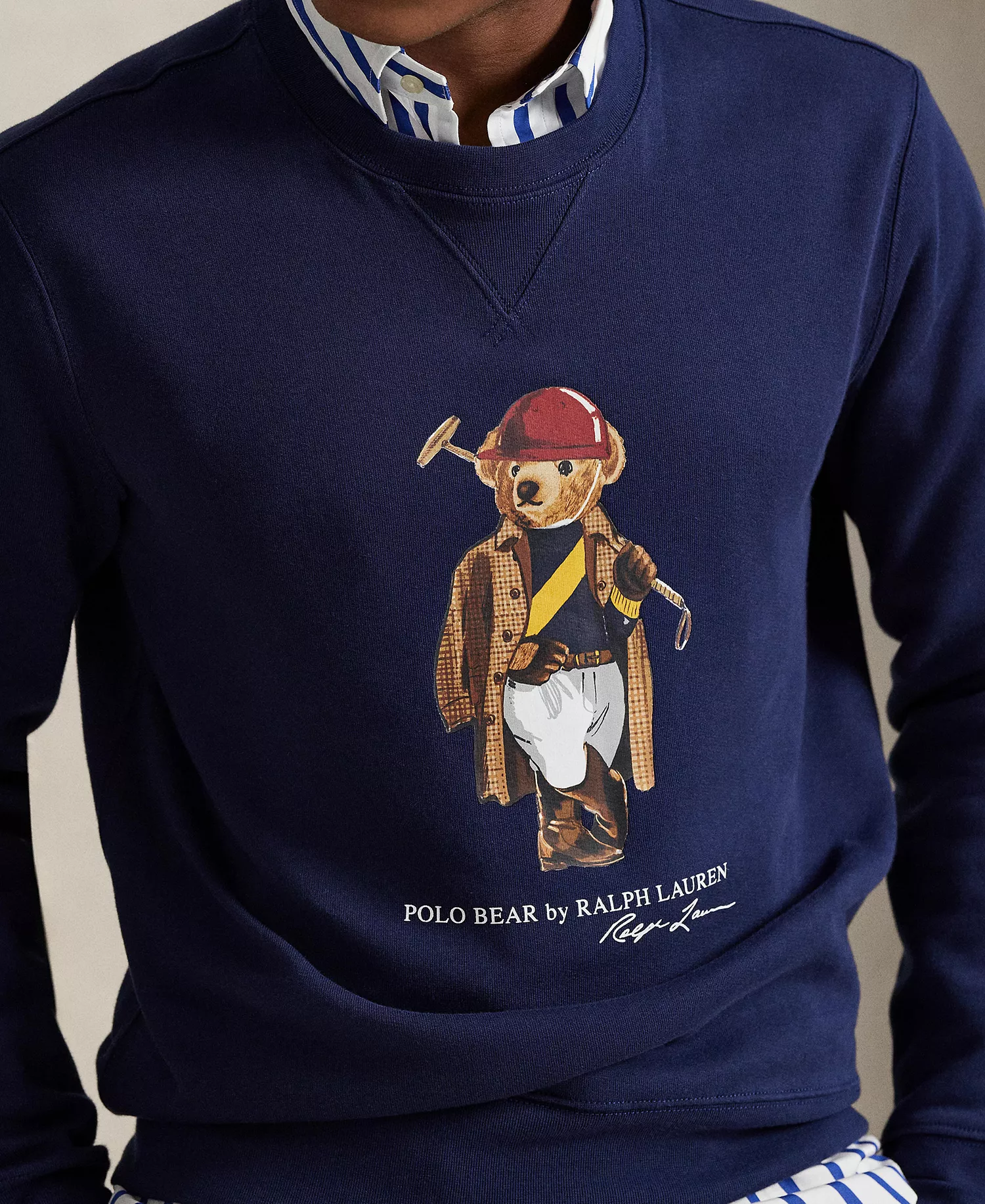 Men’s Polo Bear Crewneck Sweatshirt - Newport Navy/Society Bear - 2XL