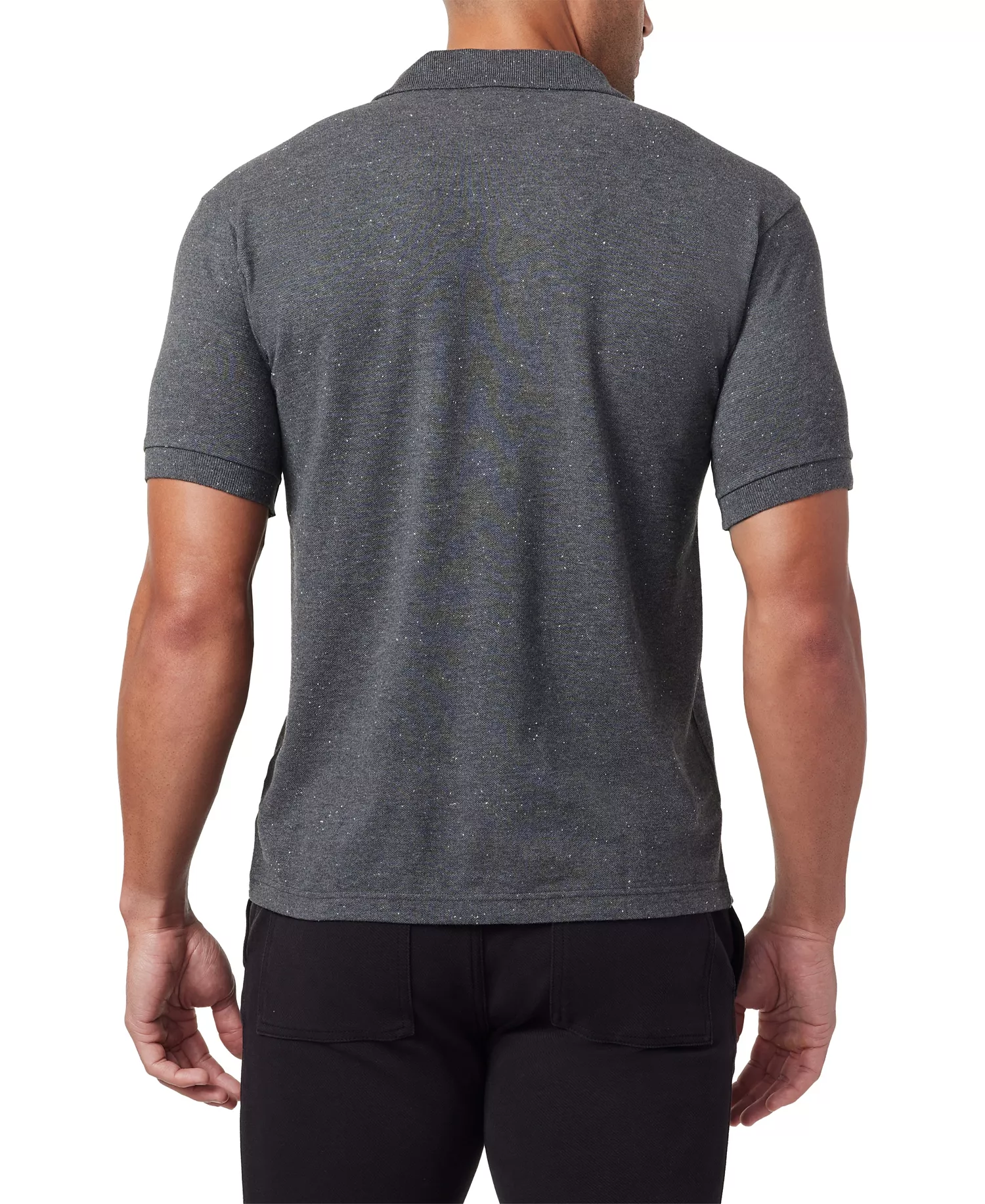 Men's Classic-Fit Two-Button Polo Shirt - Charcoal Gray - 2XL