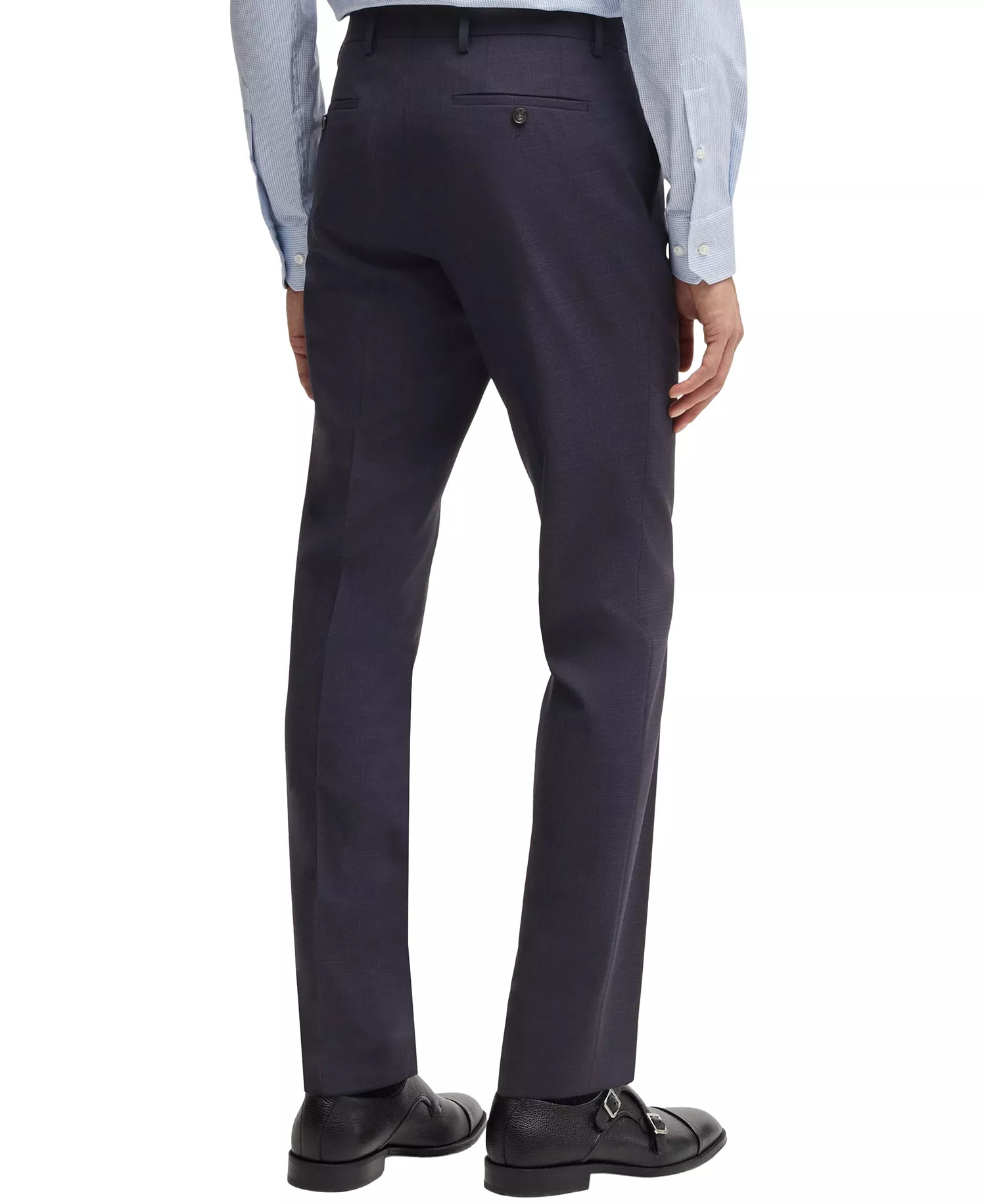 Men's Micro-Patterned Stretch Cloth Slim-Fit Suit - Dark Blue - 40R