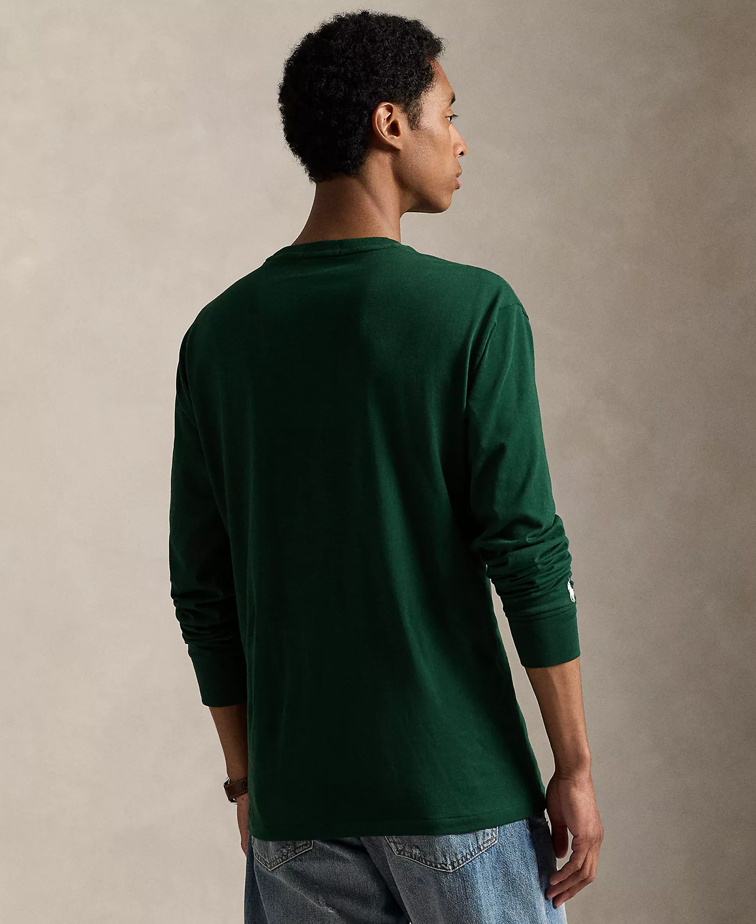 Men's Long-Sleeve Plaid-Logo Applique T-Shirt - Moss Agate - 2XL