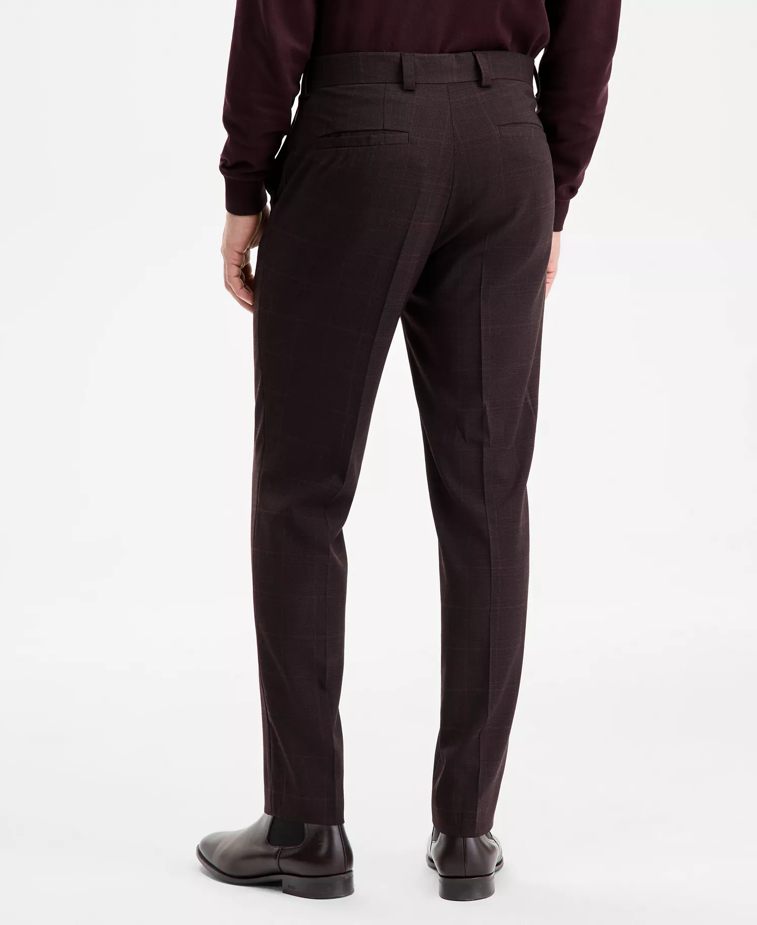 Men's Modern-Fit Plaid Suit Pants - Burgundy - 30x30